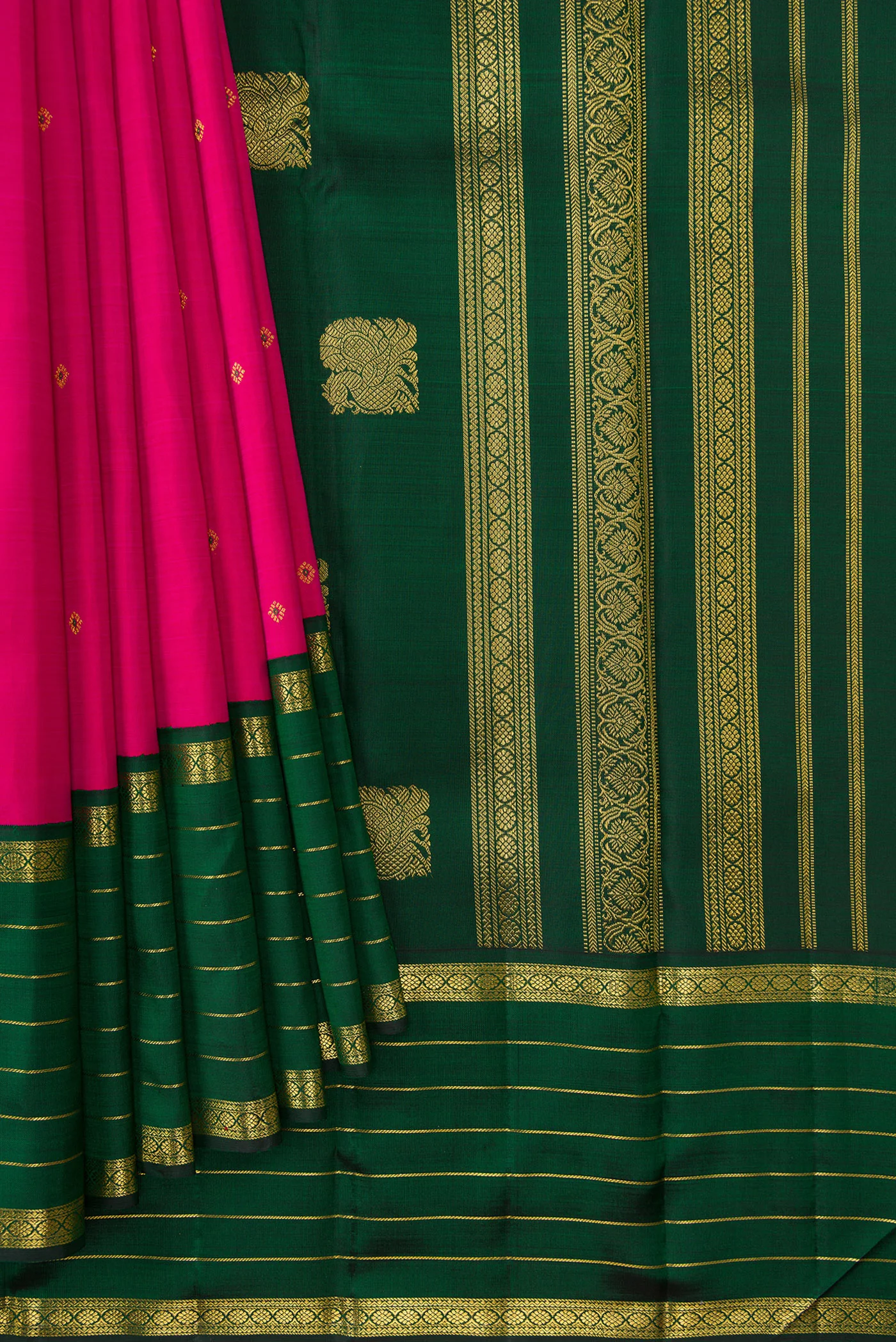 Pure Silk Pure Zari Pink Kanchipuram Saree - Image 4