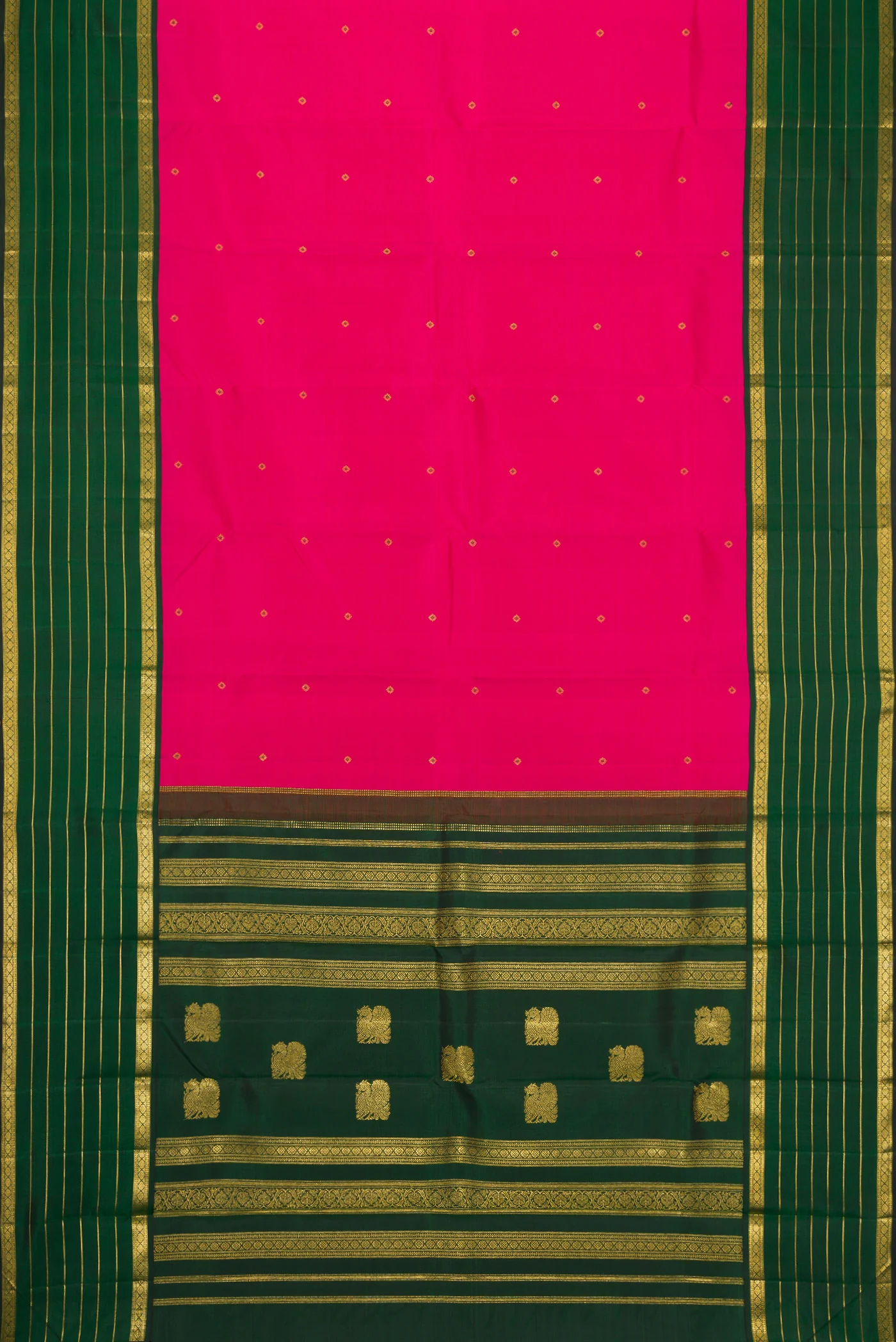 Pure Silk Pure Zari Pink Kanchipuram Saree - Image 6