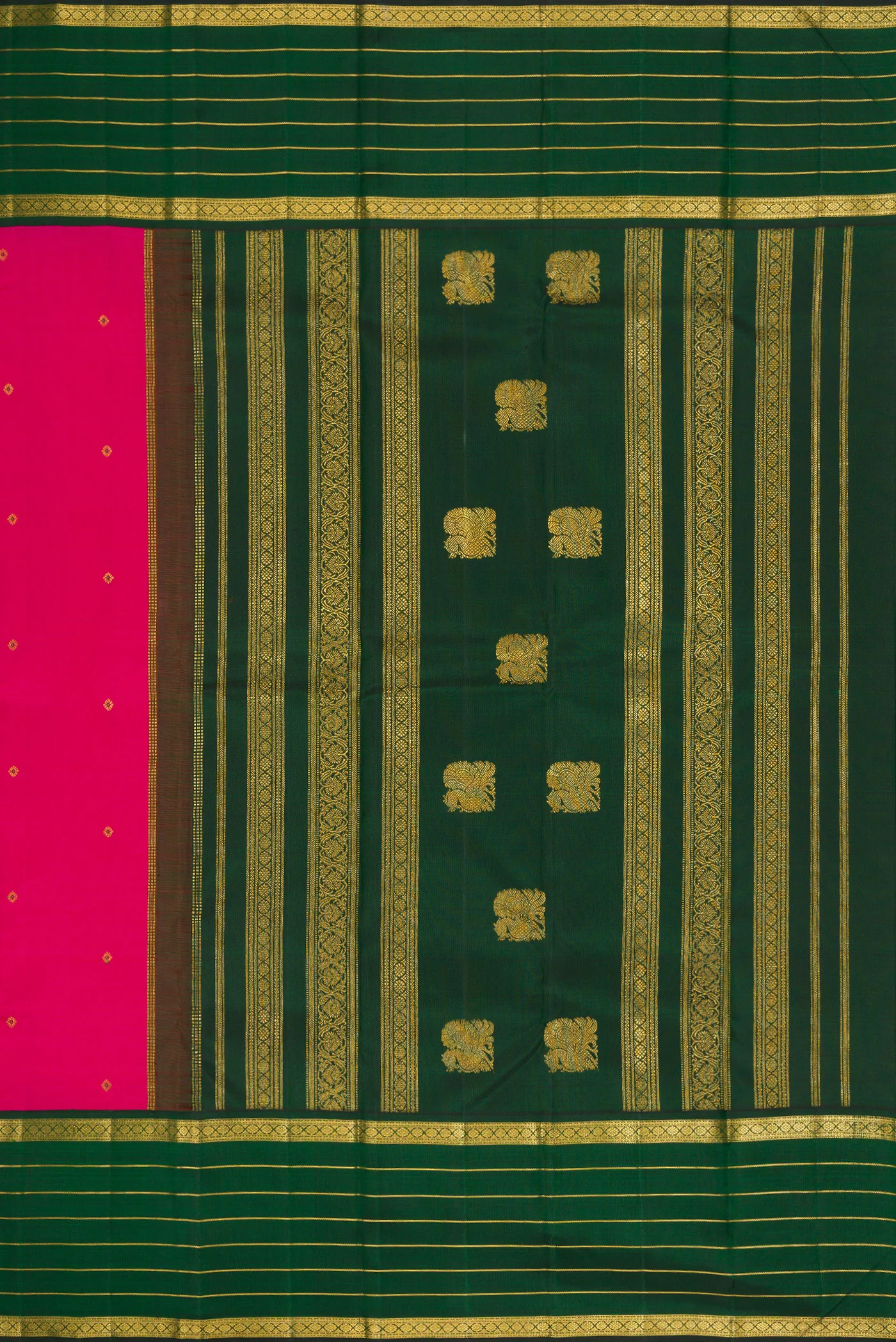 Pure Silk Pure Zari Pink Kanchipuram Saree - Image 7