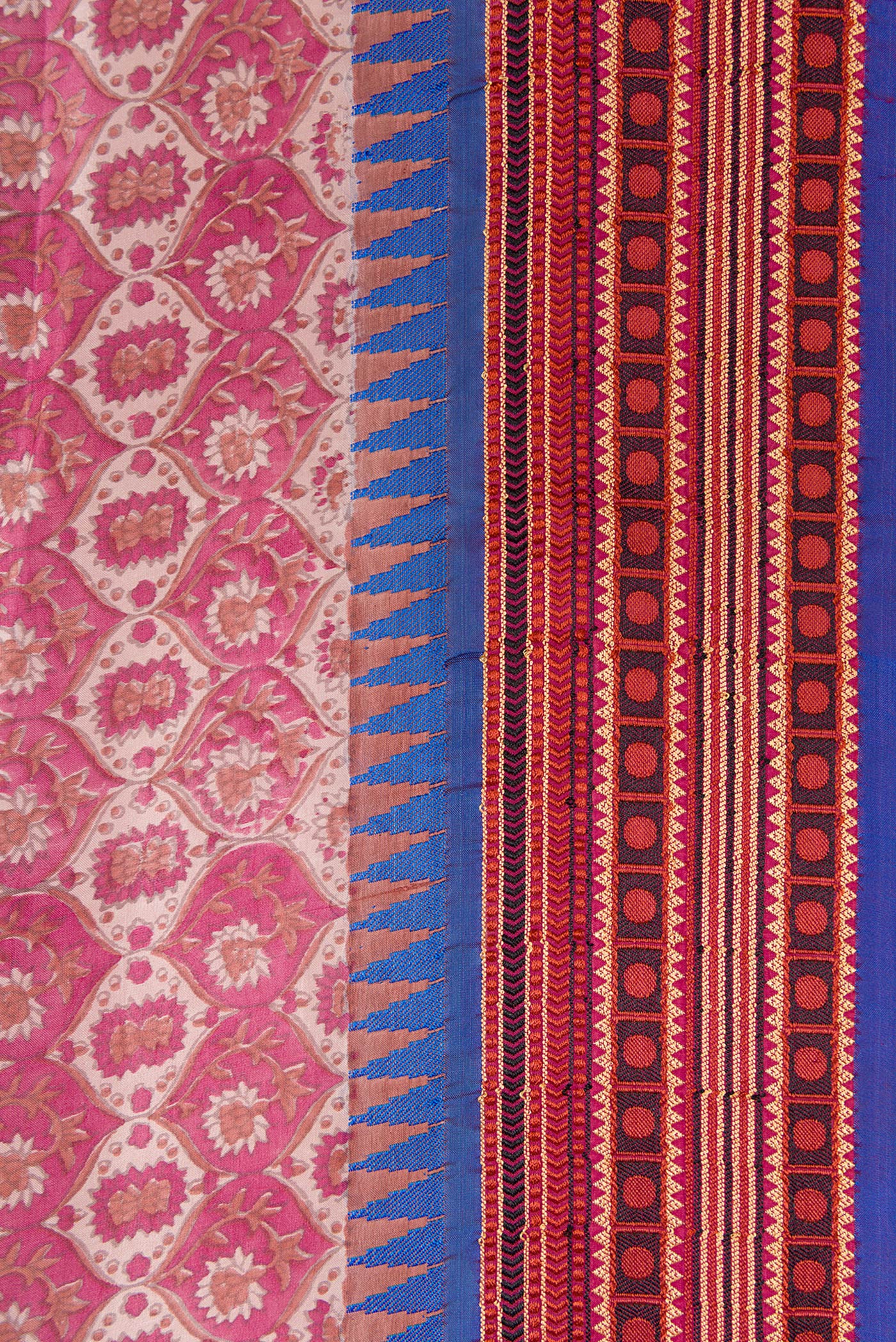 Dark Pink Tussar Silk Saree - Image 3