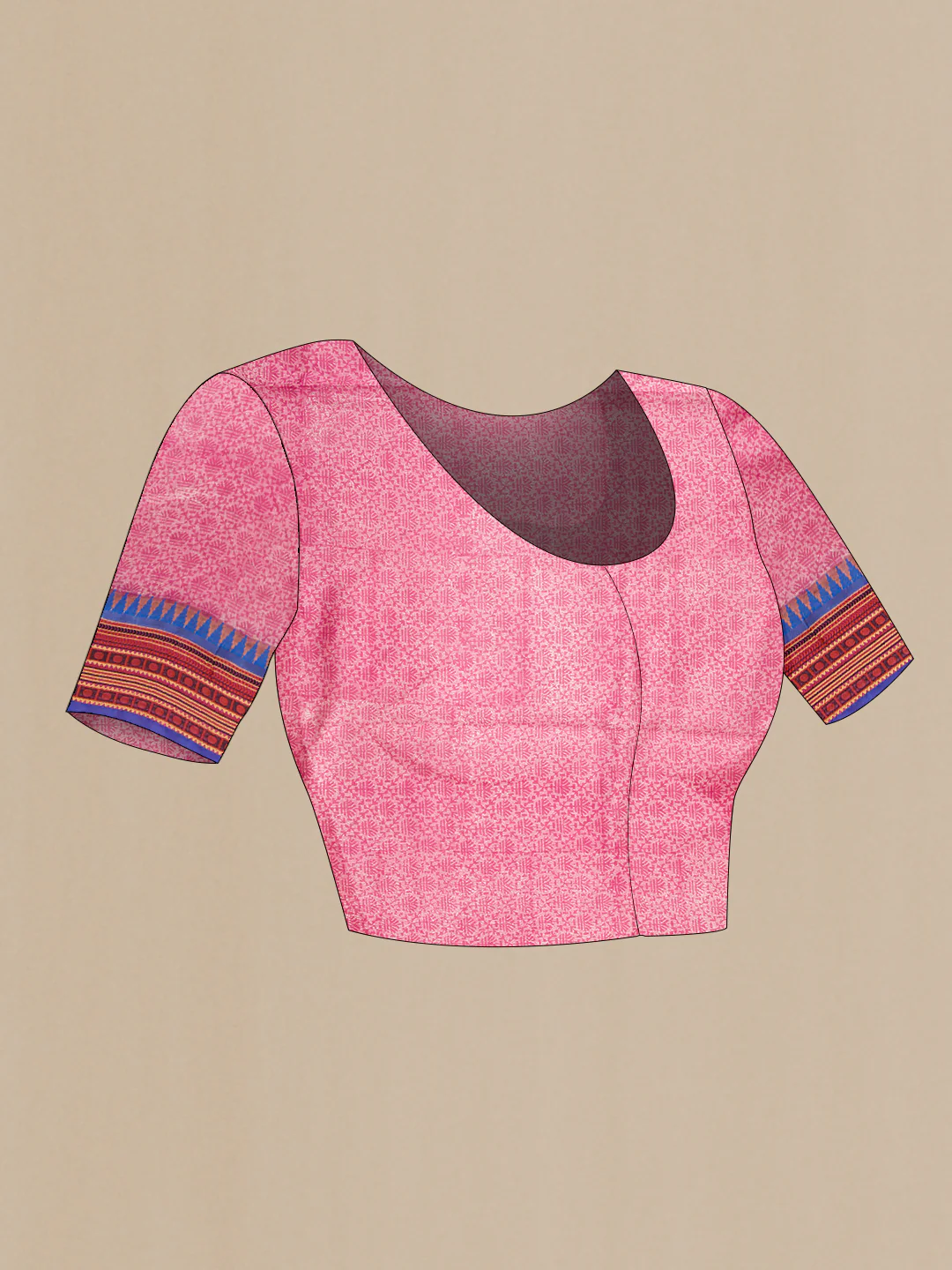 Dark Pink Tussar Silk Saree - Image 5