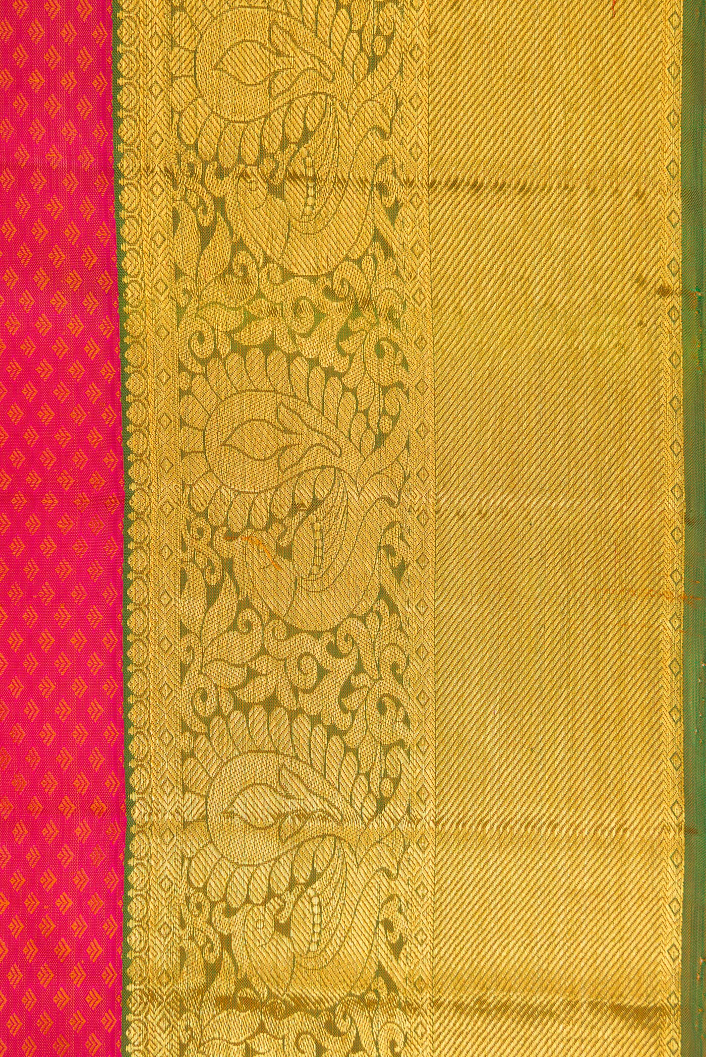 Dark Pink Dual Tone Kanchipuram Silk Saree - Image 3
