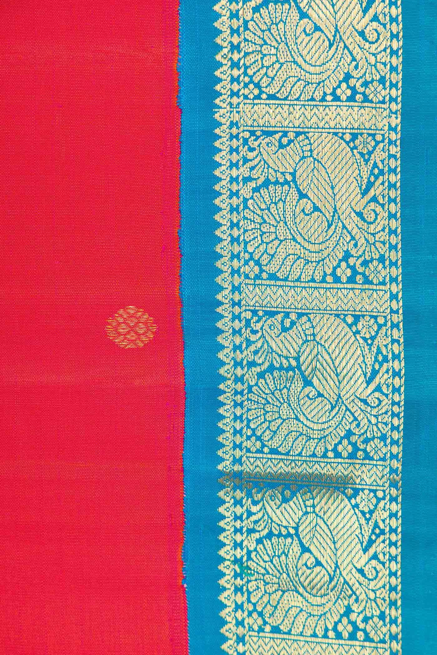Dark Pink Dual Tone Kanjivaram Silk Saree - Image 3
