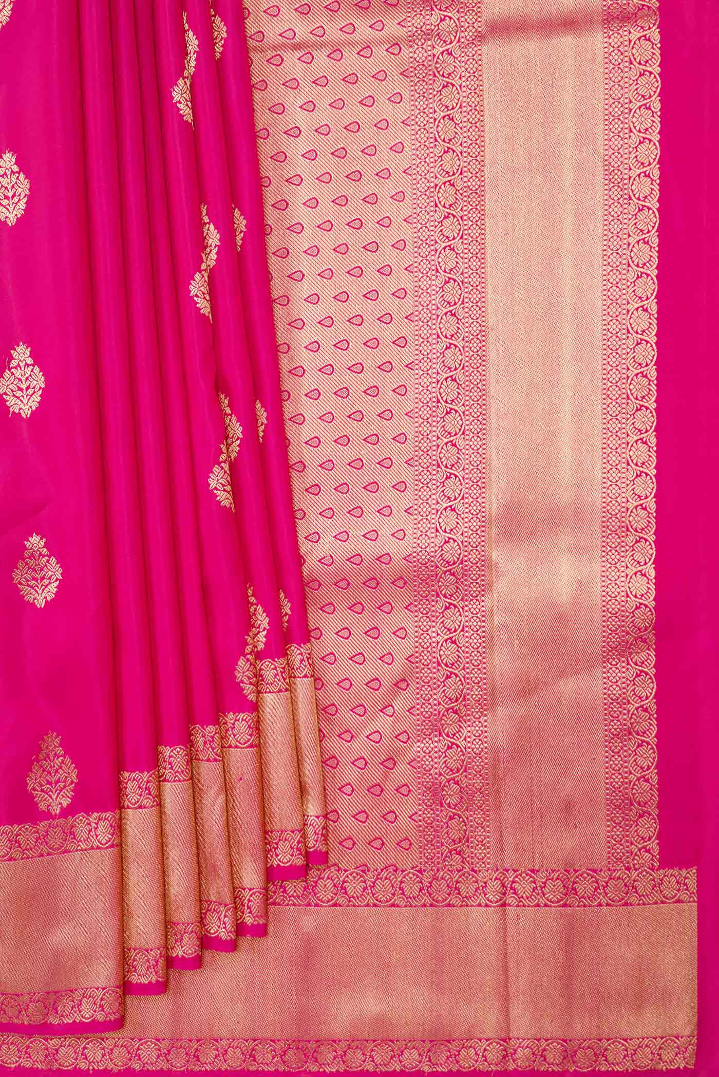 Dark Pink Dual Tone Kanchipuram Silk Saree - Image 4