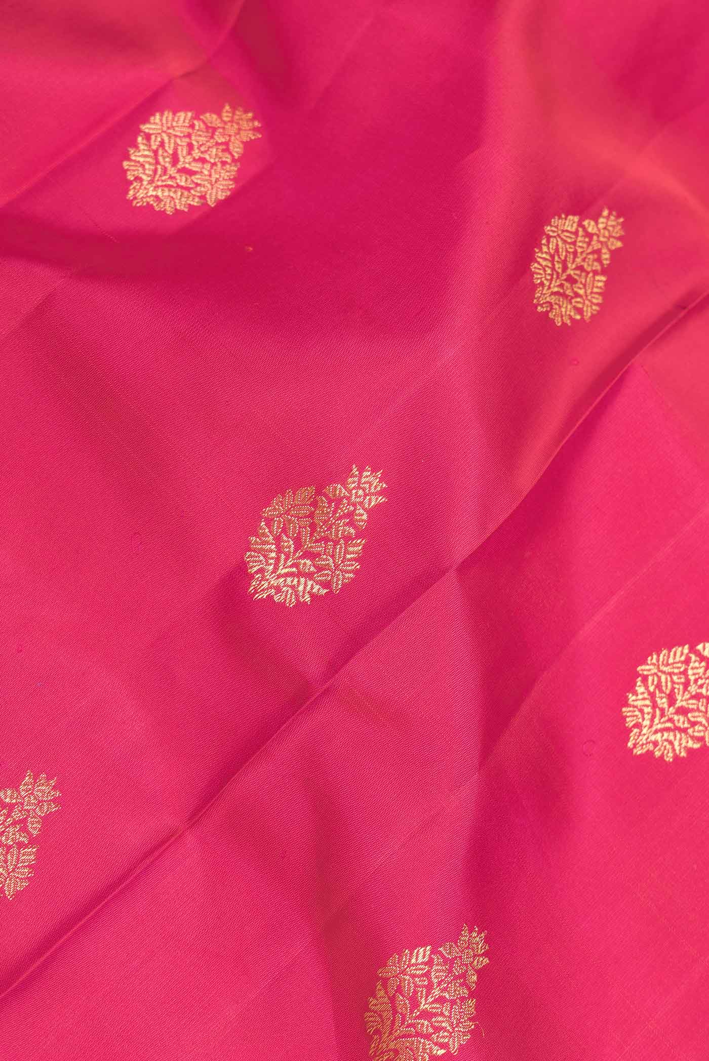 Dark Pink Dual Tone Kanjivaram Silk Saree - Image 2