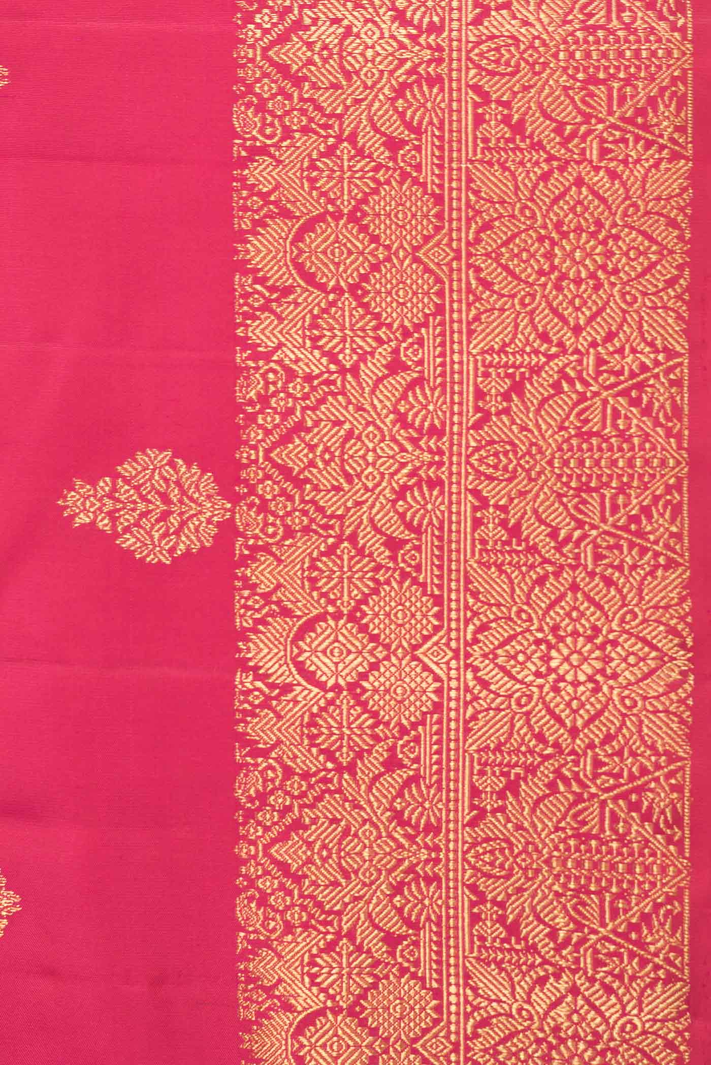 Dark Pink Dual Tone Kanjivaram Silk Saree - Image 3
