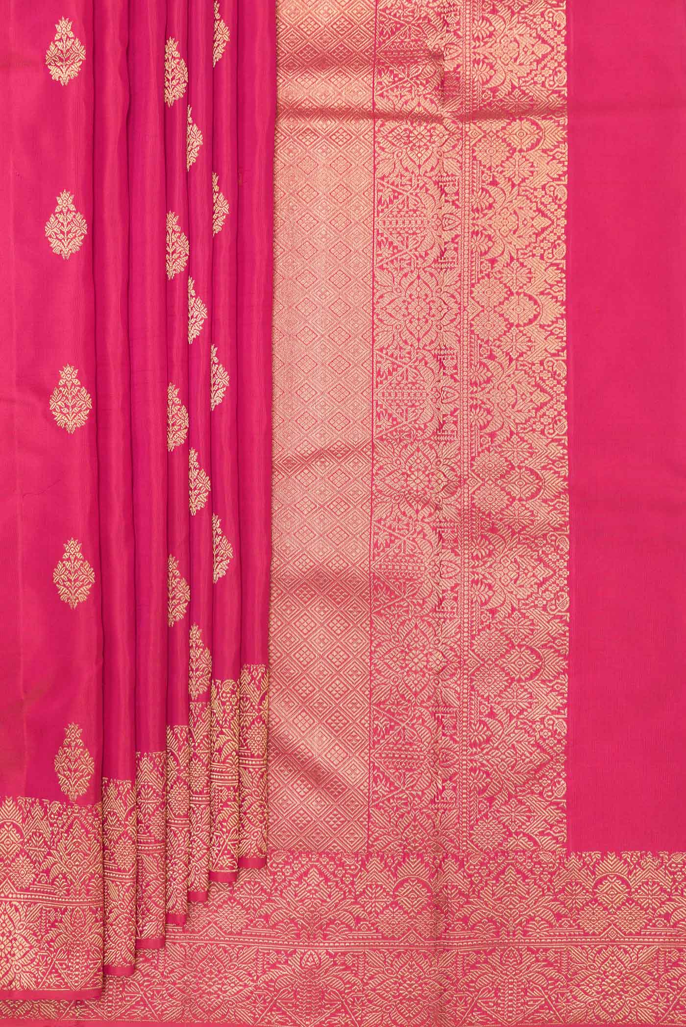 Dark Pink Dual Tone Kanjivaram Silk Saree - Image 4