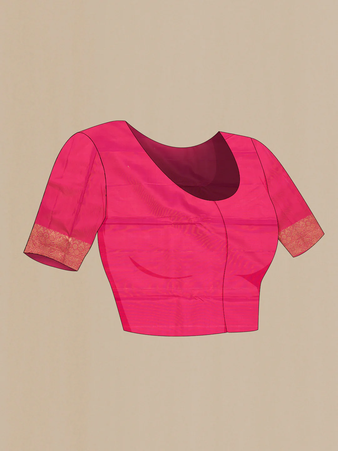 Dark Pink Dual Tone Kanjivaram Silk Saree - Image 5