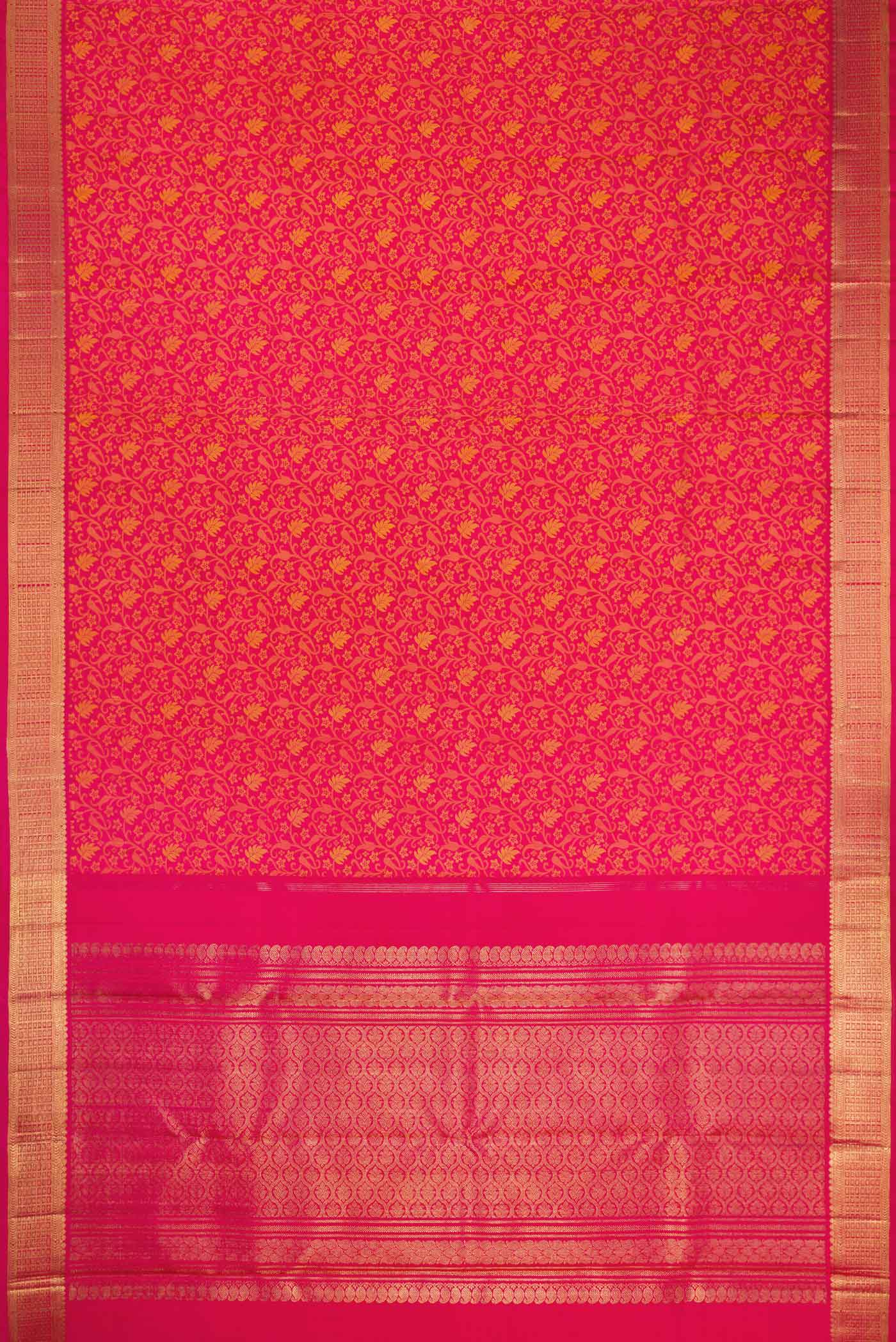 Dark Pink Dual Tone Kanchipuram Silk Saree - Image 6