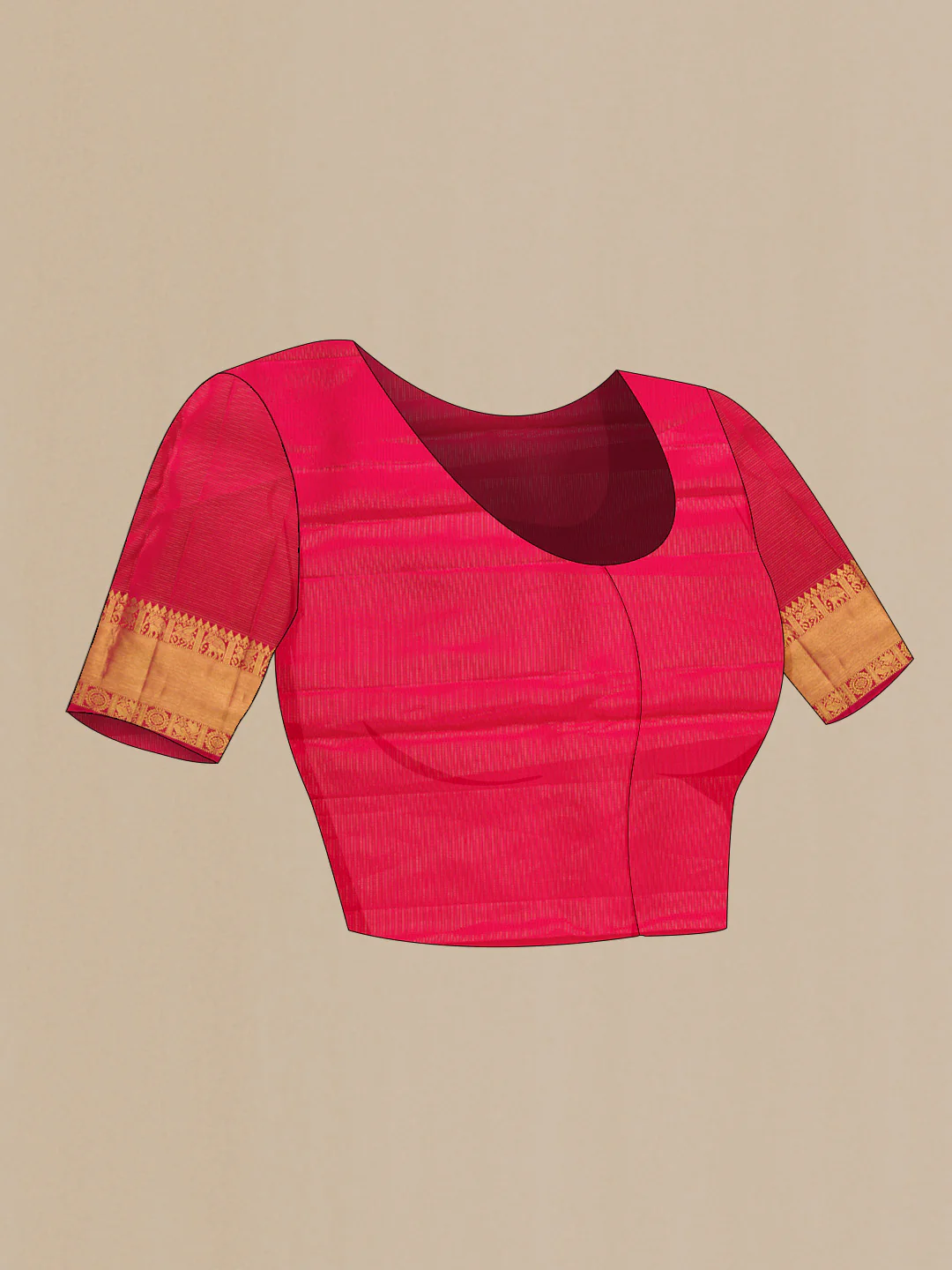 Dark Pink Dual Tone Kanjivaram Silk Saree - Image 5