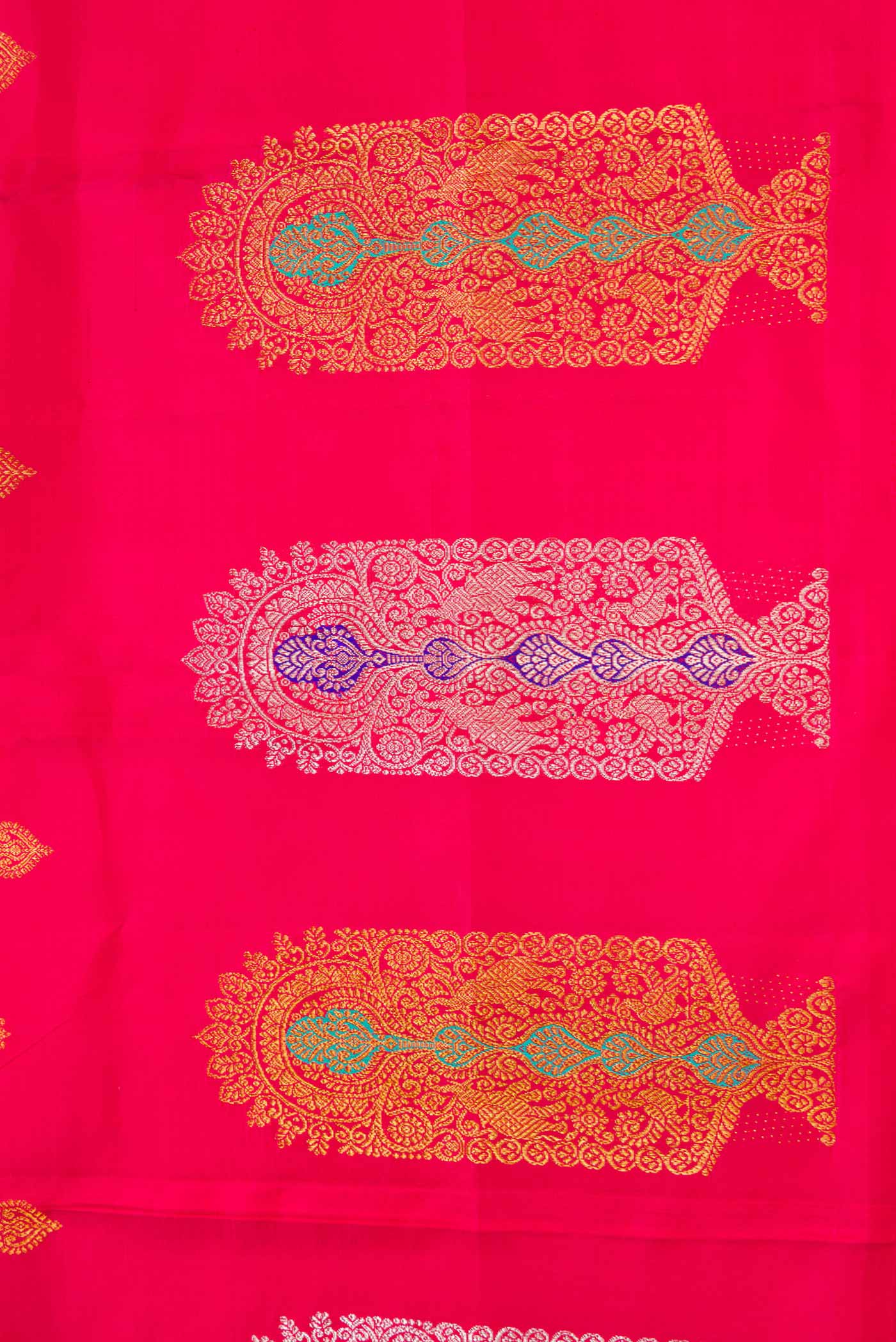 Dark Pink Dual Tone Kanjivaram Silk Saree - Image 3