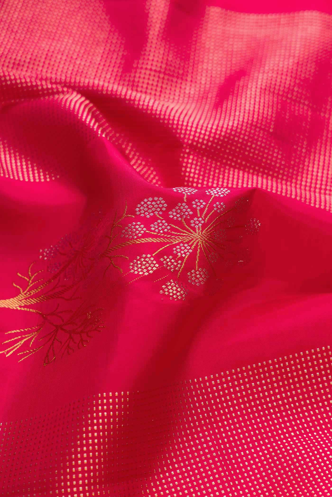 Dark Pink Dual Tone Kanchipuram Silk Saree - Image 2