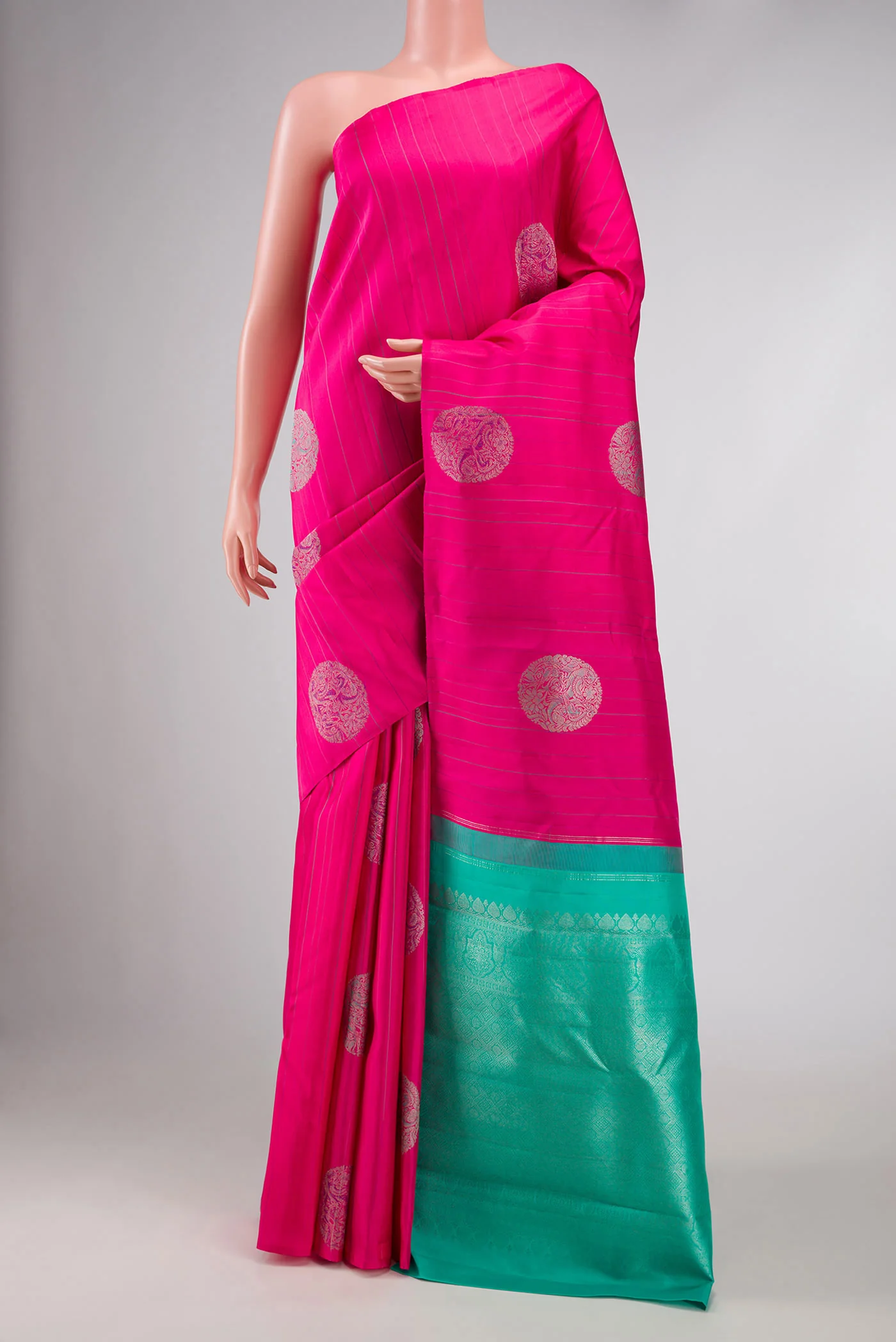Dark Pink Dual Tone Kanjivaram Silk Saree