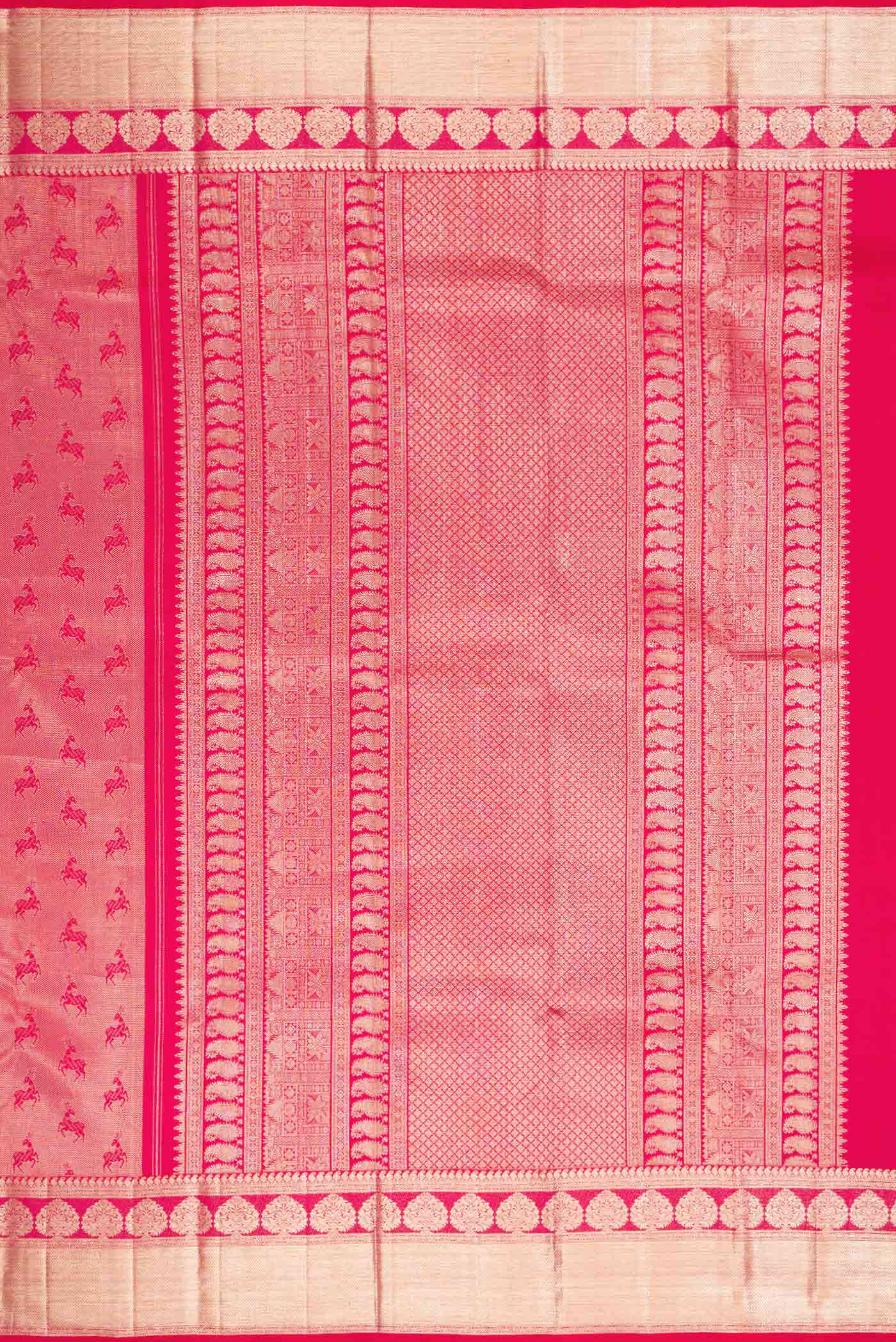 Dark Pink Dual Tone Kanchipuram Silk Saree - Image 7