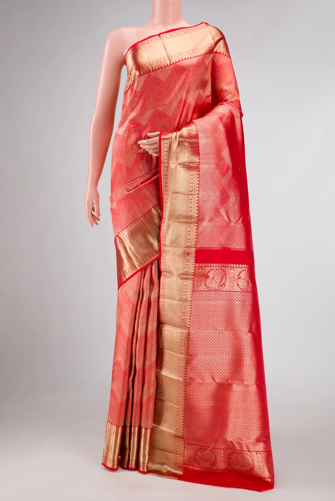 Dark Pink Dual Tone Kanchipuram Silk Saree