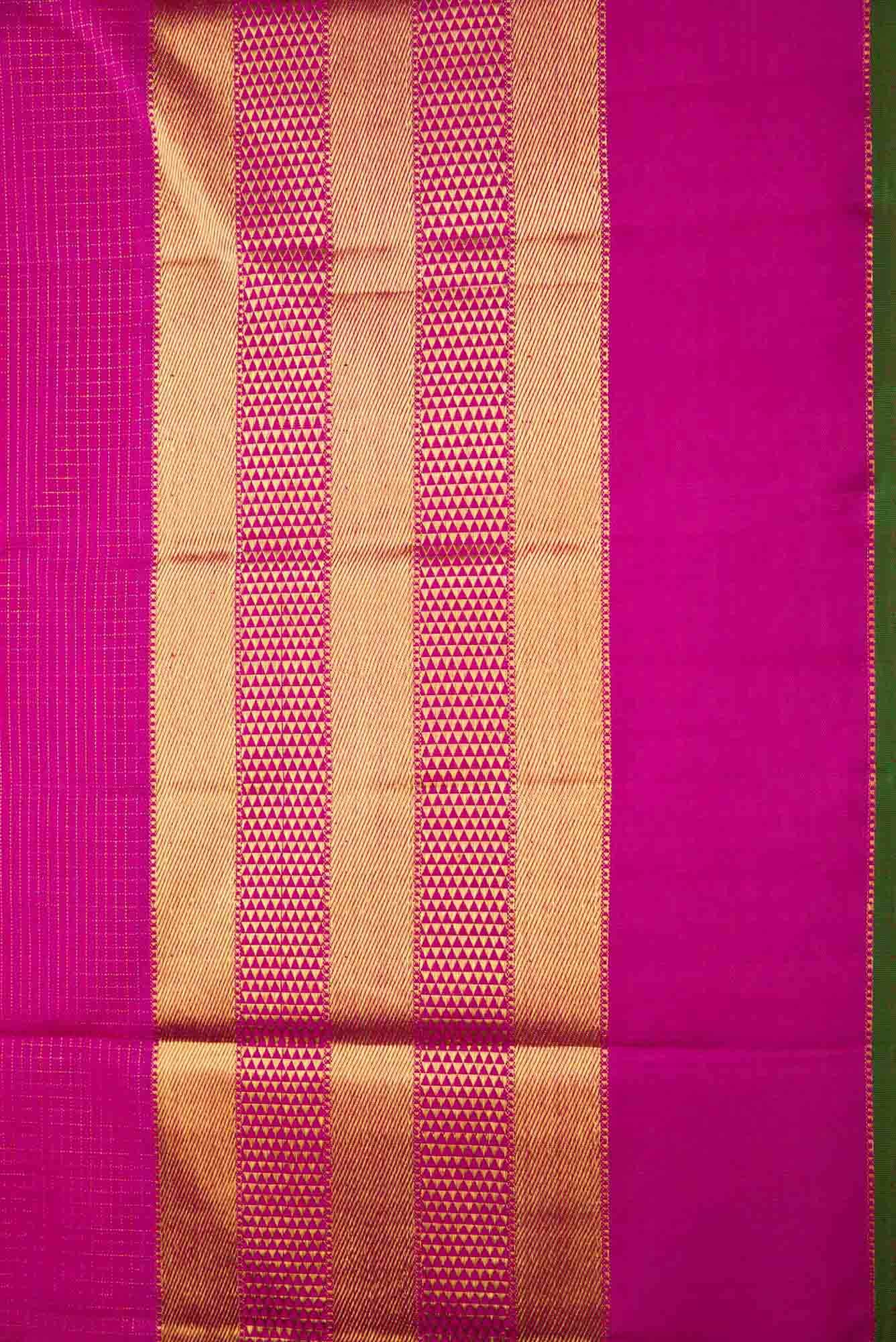 Pure Silk Pure Zari Dark Pink Dual Tone Kanchipuram Saree - Image 6
