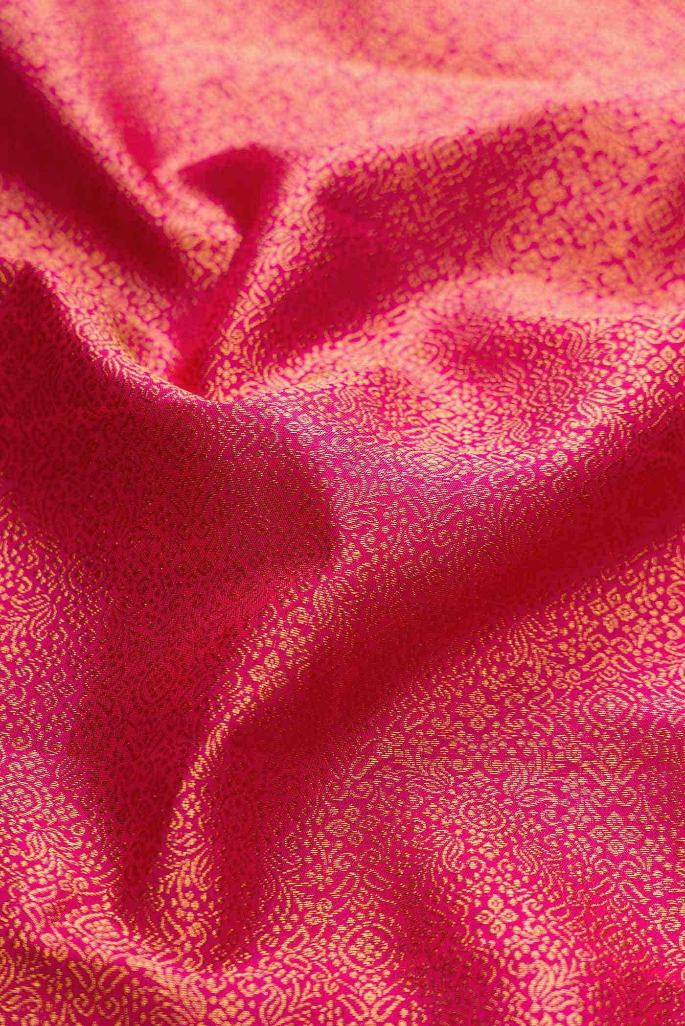 Dark Pink Dual Tone Kanchipuram Silk Saree - Image 3