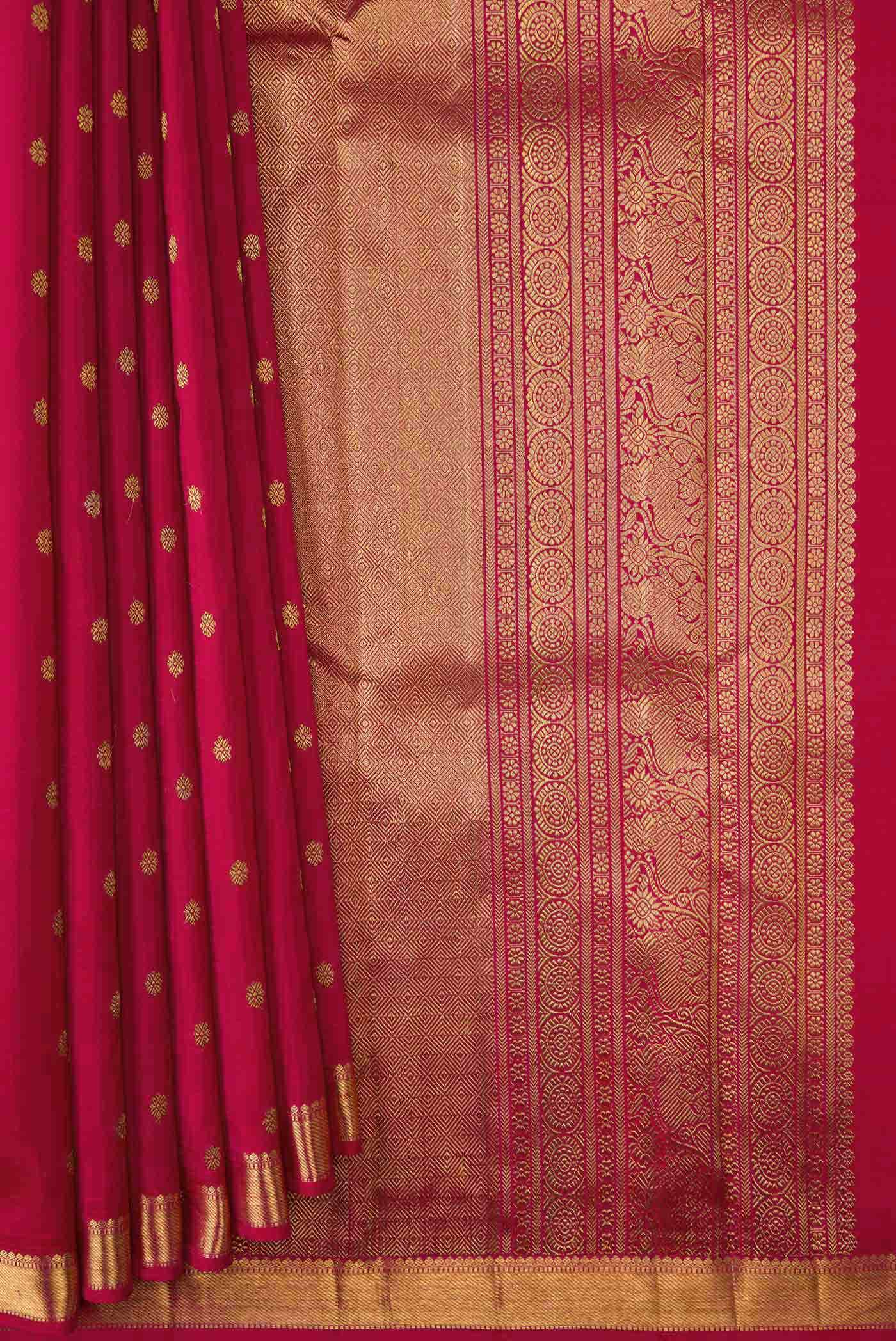 Pure Silk Pure Zari Dark Pink Dual Tone Kanchipuram Saree - Image 2