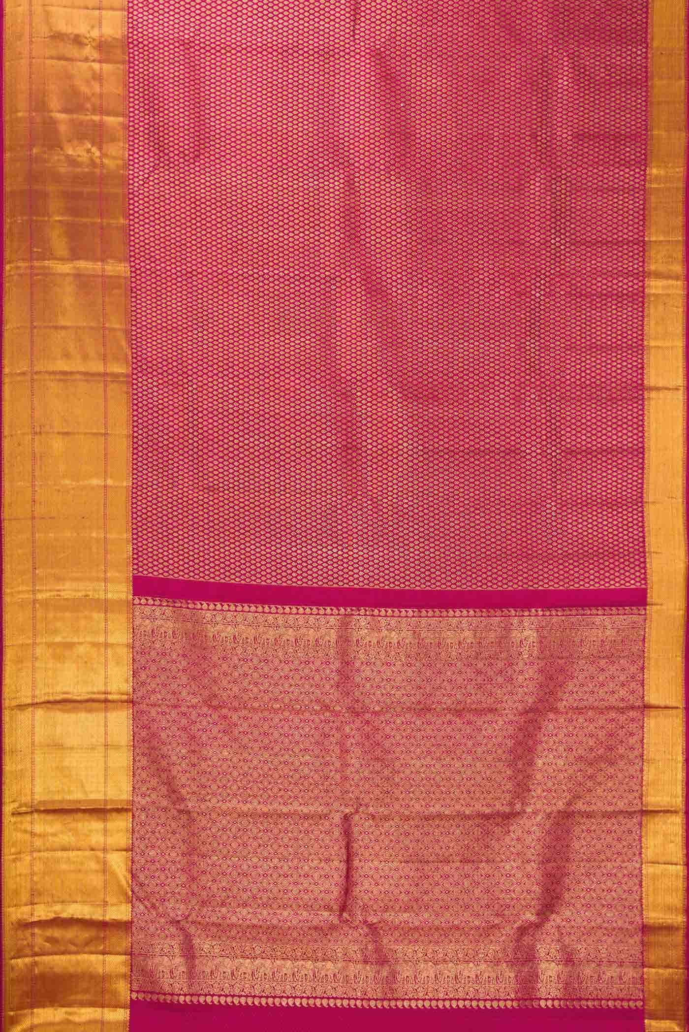 Dark Pink Dual Tone Kanjivaram Silk Saree - Image 4