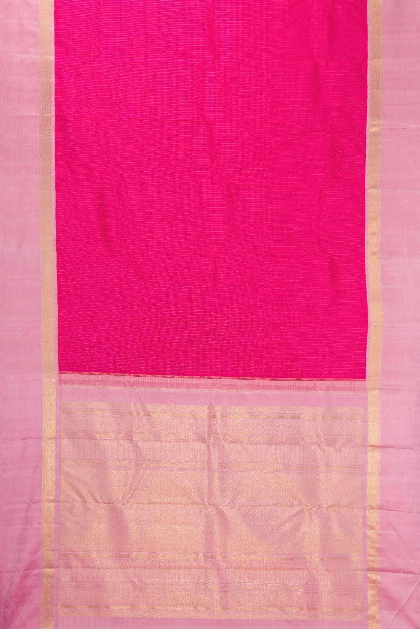 Pure Silk Pure Zari Dark Pink Dual Tone Kanchipuram Saree - Image 4