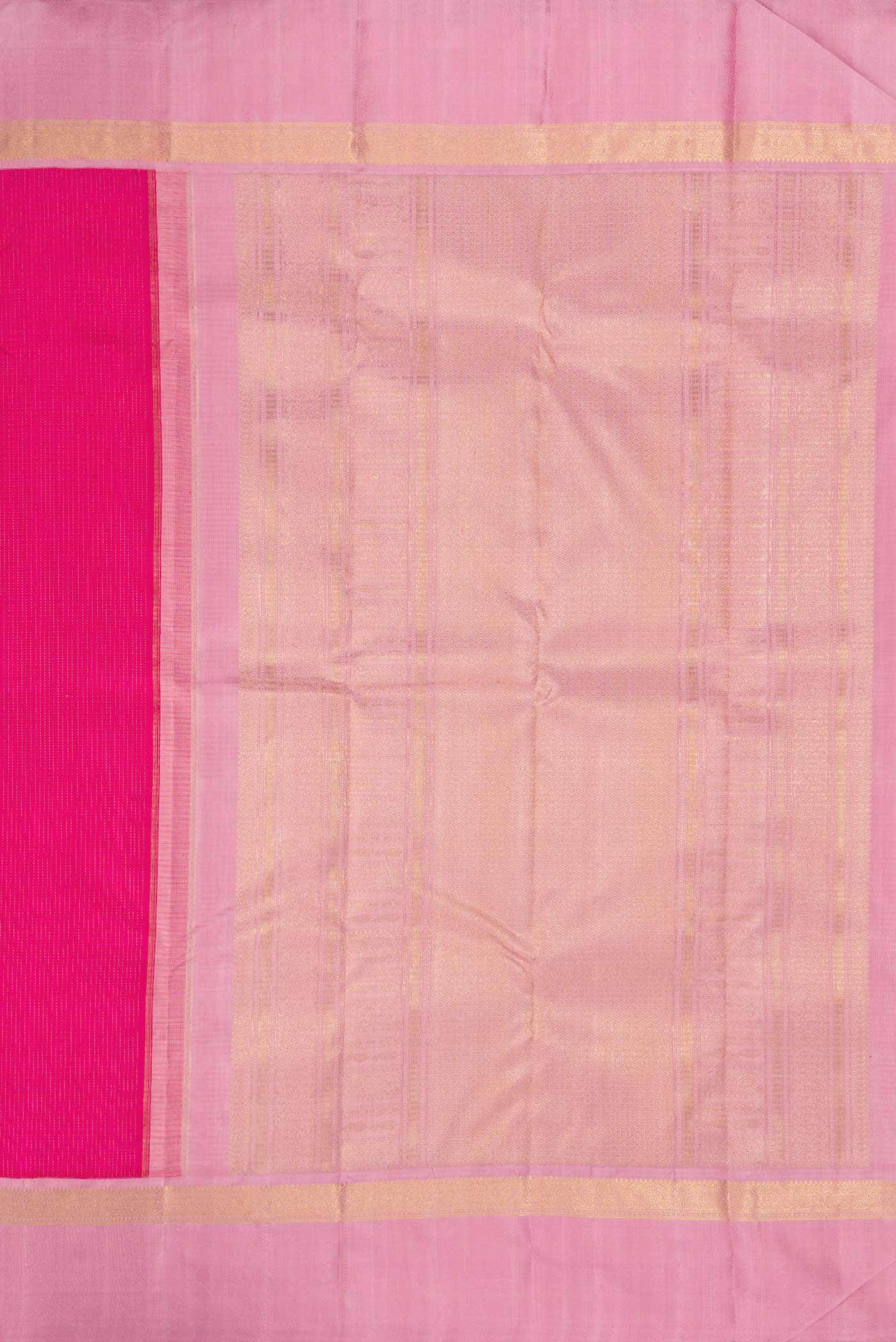 Pure Silk Pure Zari Dark Pink Dual Tone Kanchipuram Saree - Image 5