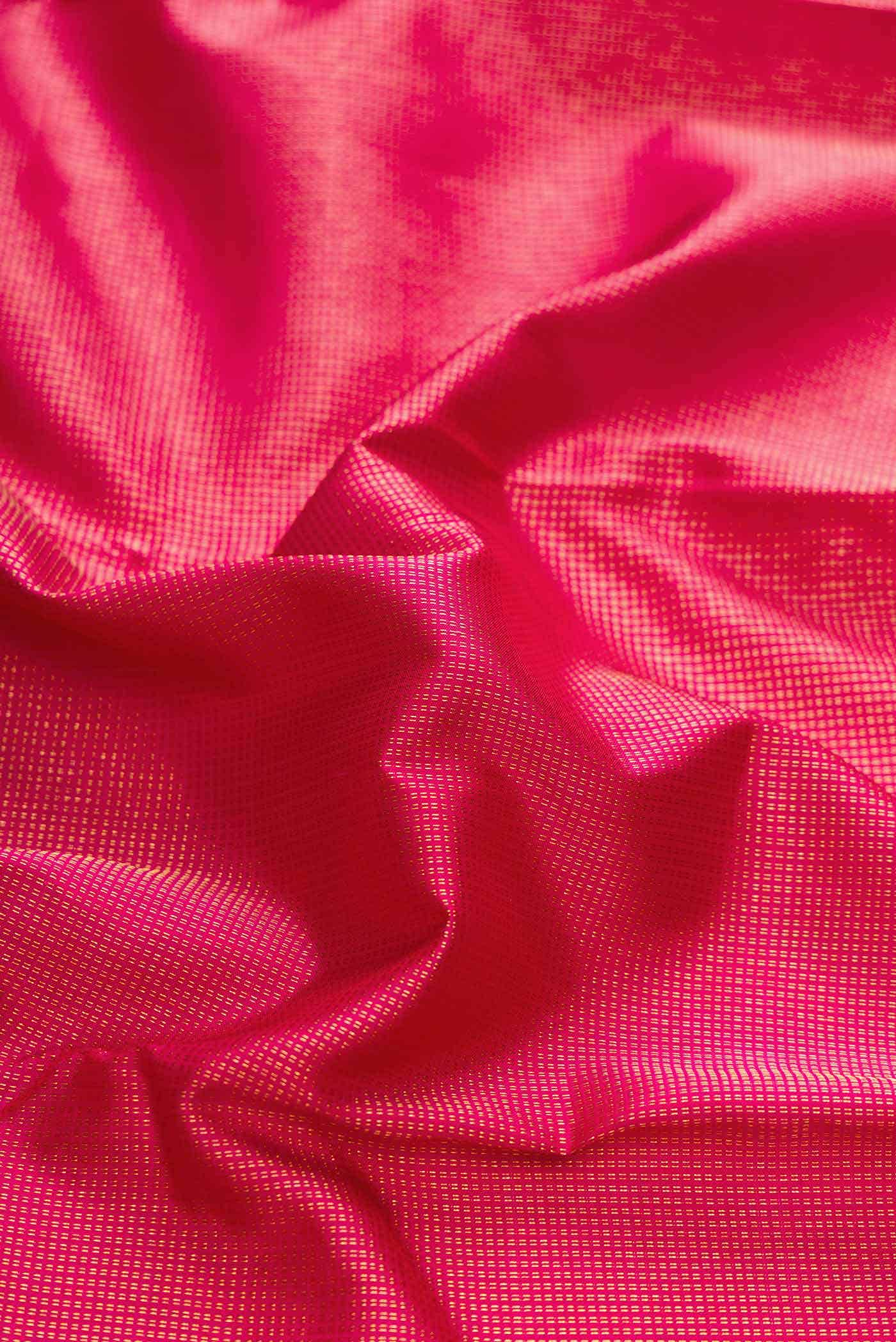 Dark Pink Dual Tone Kanjivaram Silk Saree - Image 3