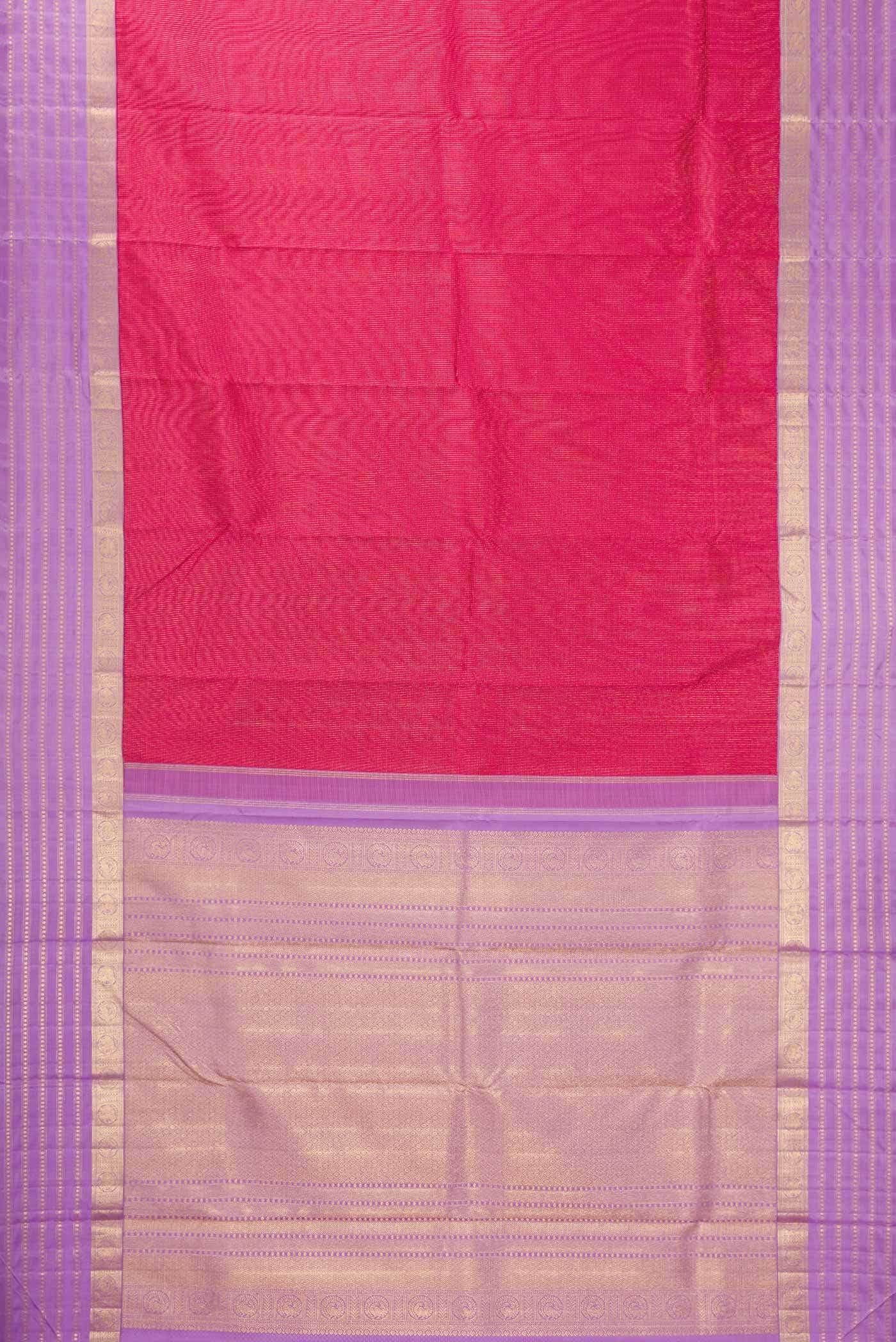 Dark Pink Dual Tone Kanjivaram Silk Saree - Image 4