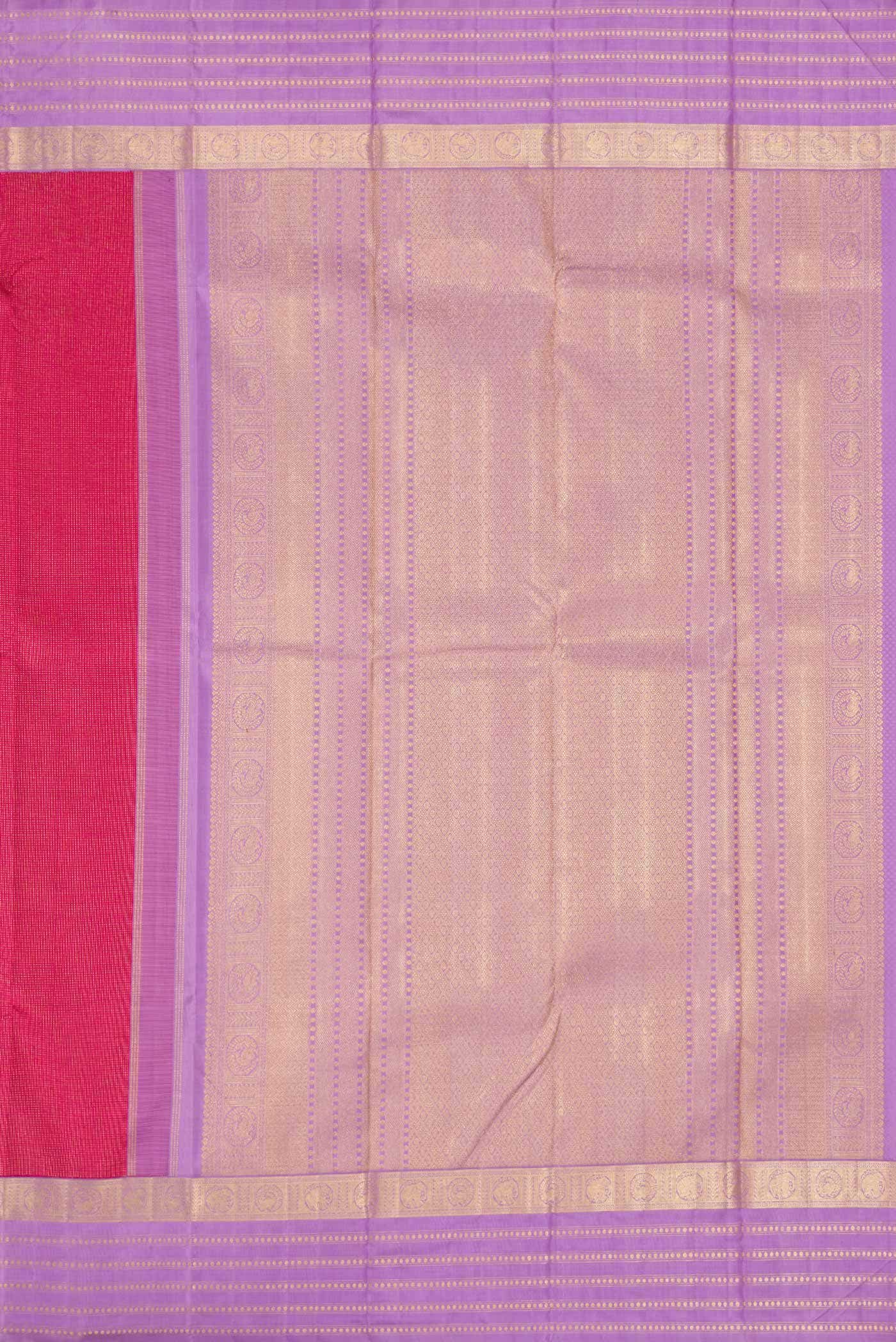 Dark Pink Dual Tone Kanjivaram Silk Saree - Image 5
