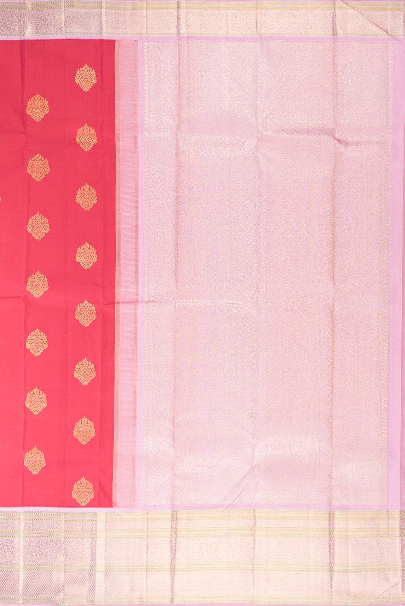 Pure Silk Pure Zari Dark Pink Dual Tone Kanchipuram Saree - Image 5