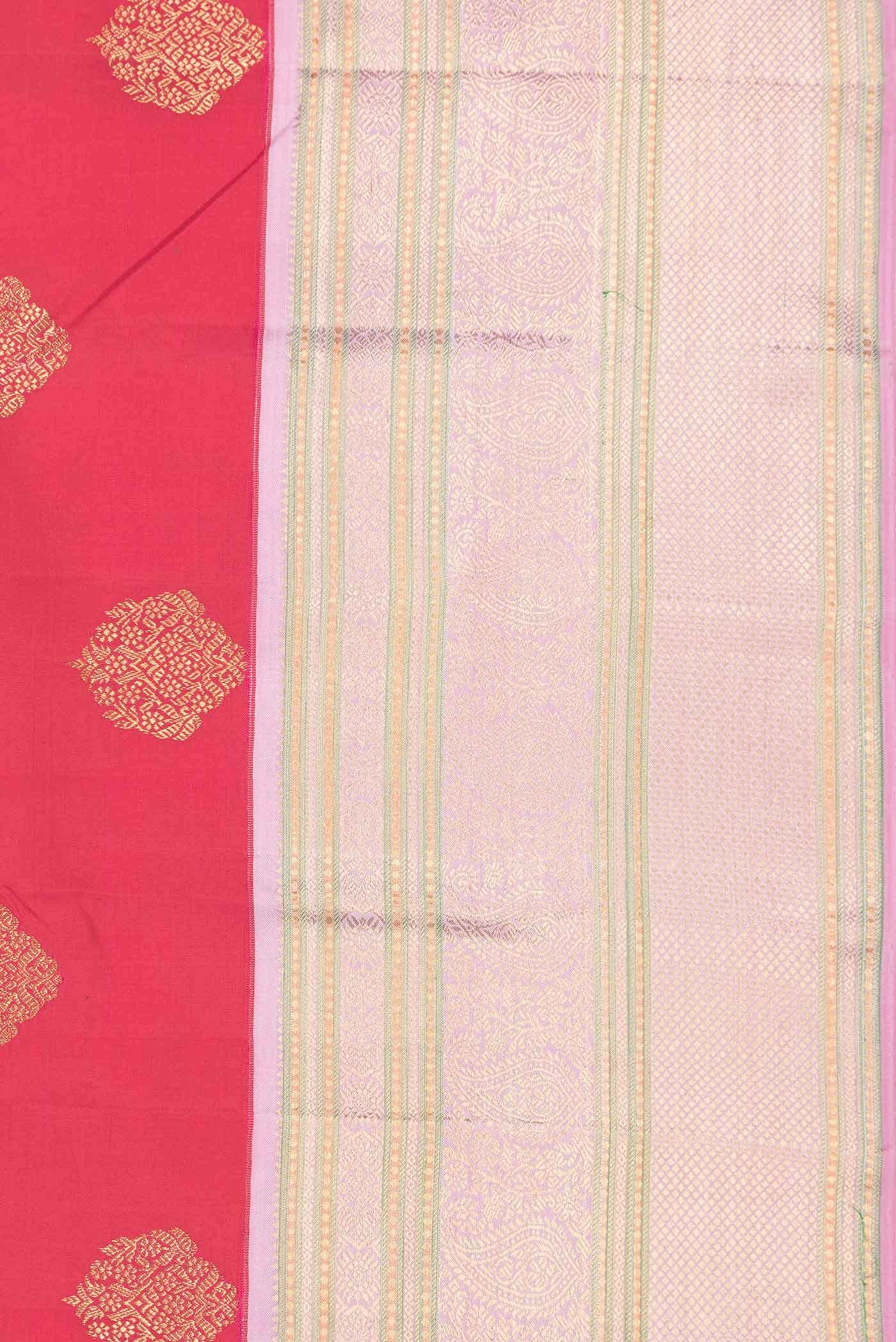 Pure Silk Pure Zari Dark Pink Dual Tone Kanchipuram Saree - Image 6