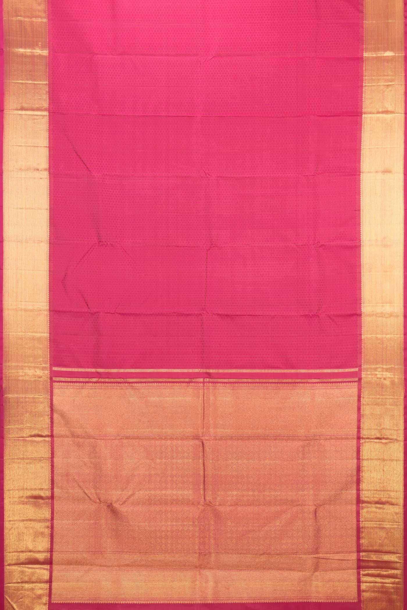 Pure Silk Pure Zari Dark Pink Dual Tone Kanchipuram Saree - Image 4