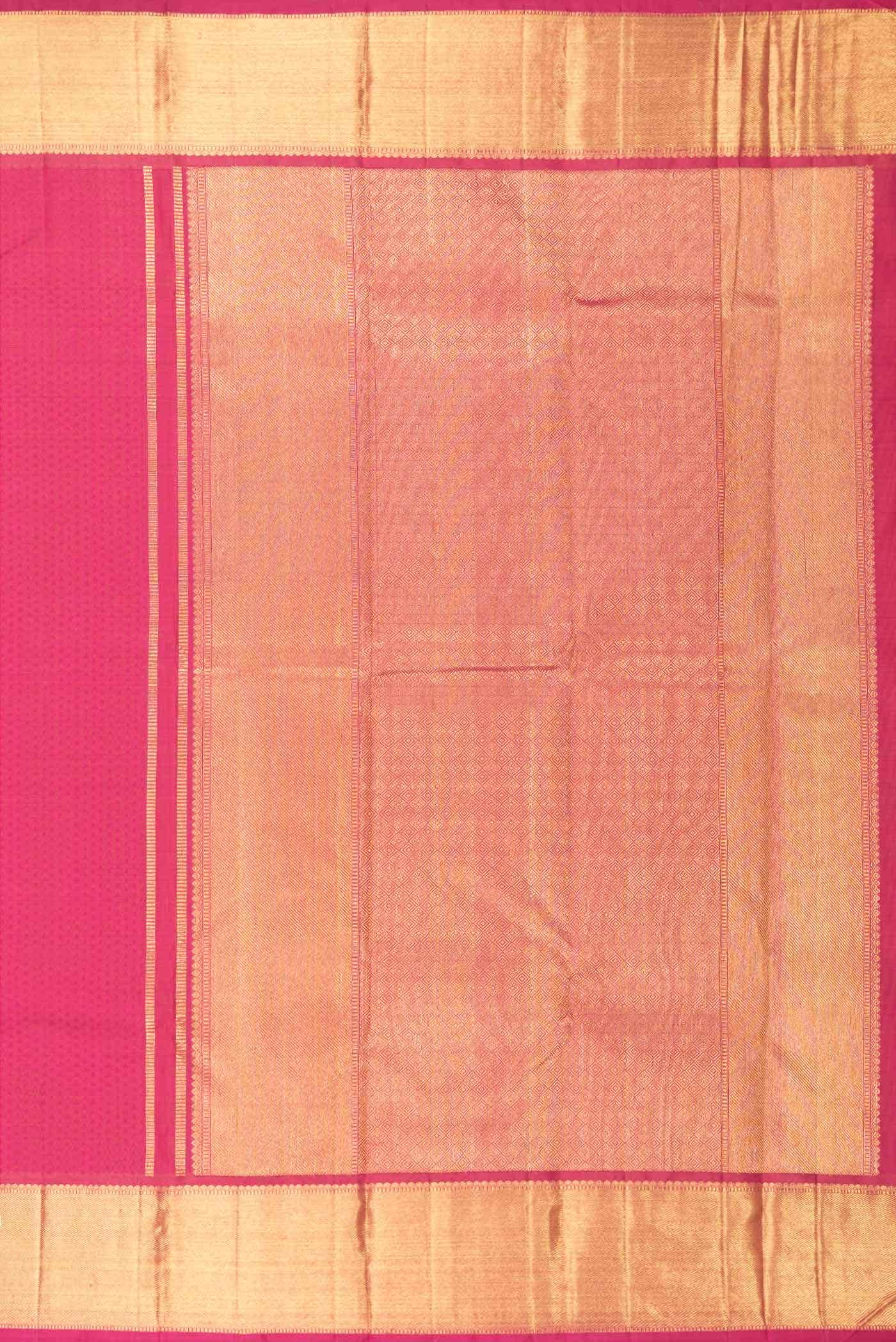 Pure Silk Pure Zari Dark Pink Dual Tone Kanchipuram Saree - Image 5