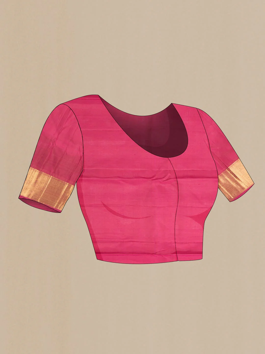 Pure Silk Pure Zari Dark Pink Dual Tone Kanchipuram Saree - Image 7
