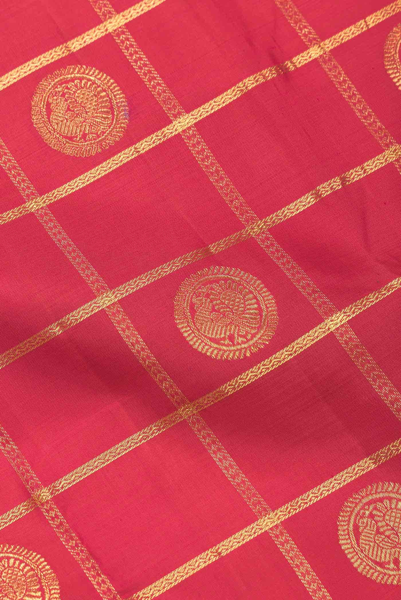 Dark Pink Dual Tone Kanchipuram Silk Saree - Image 3
