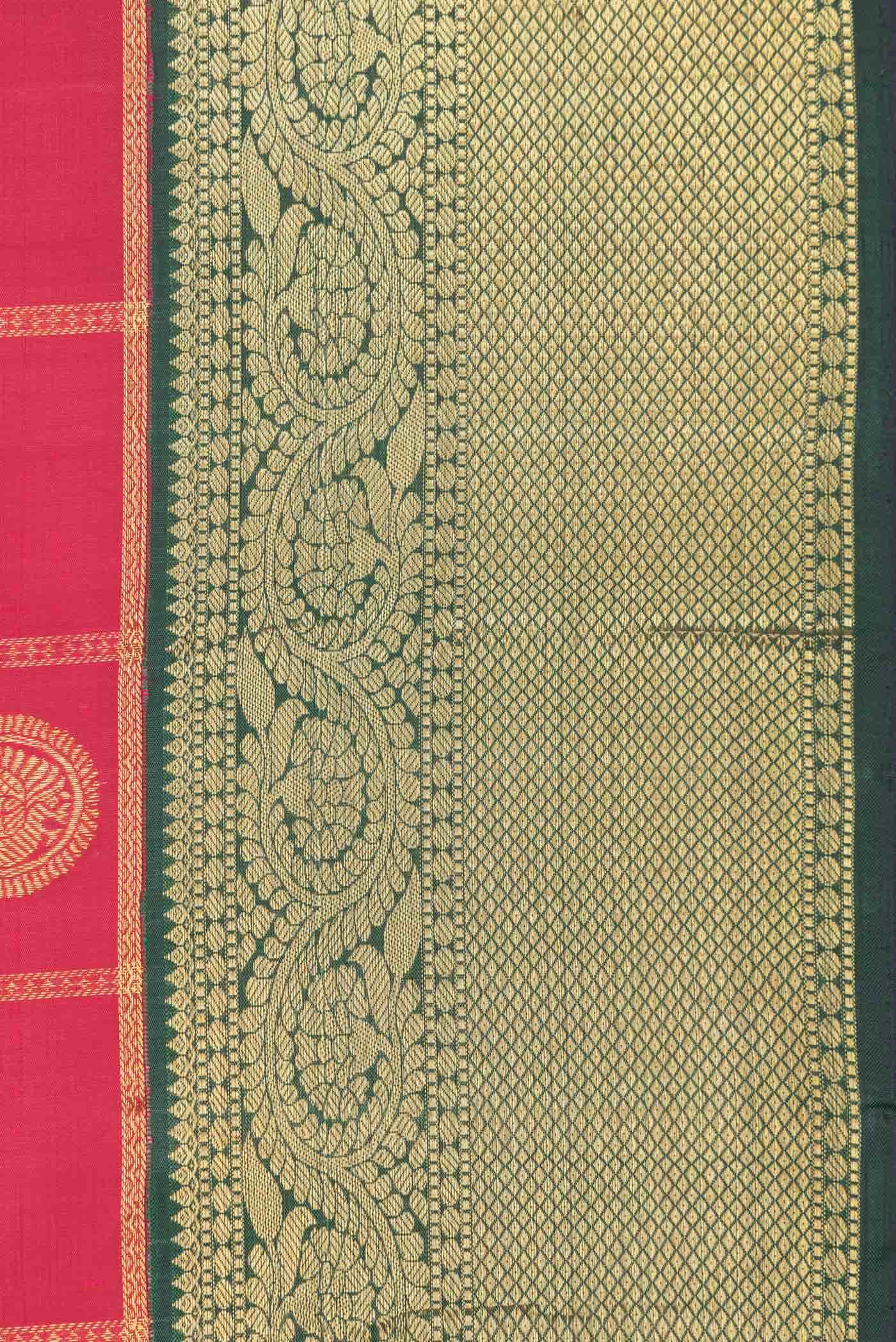 Dark Pink Dual Tone Kanchipuram Silk Saree - Image 6