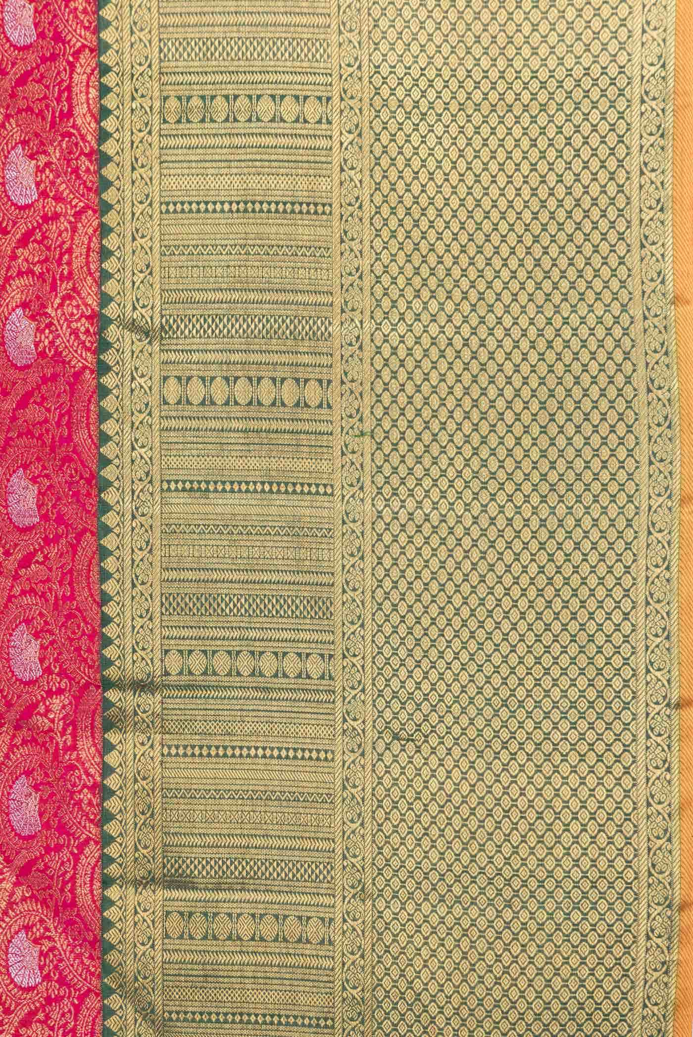 Pure Silk Pure Zari Dark Pink Dual Tone Kanjivaram Saree - Image 6