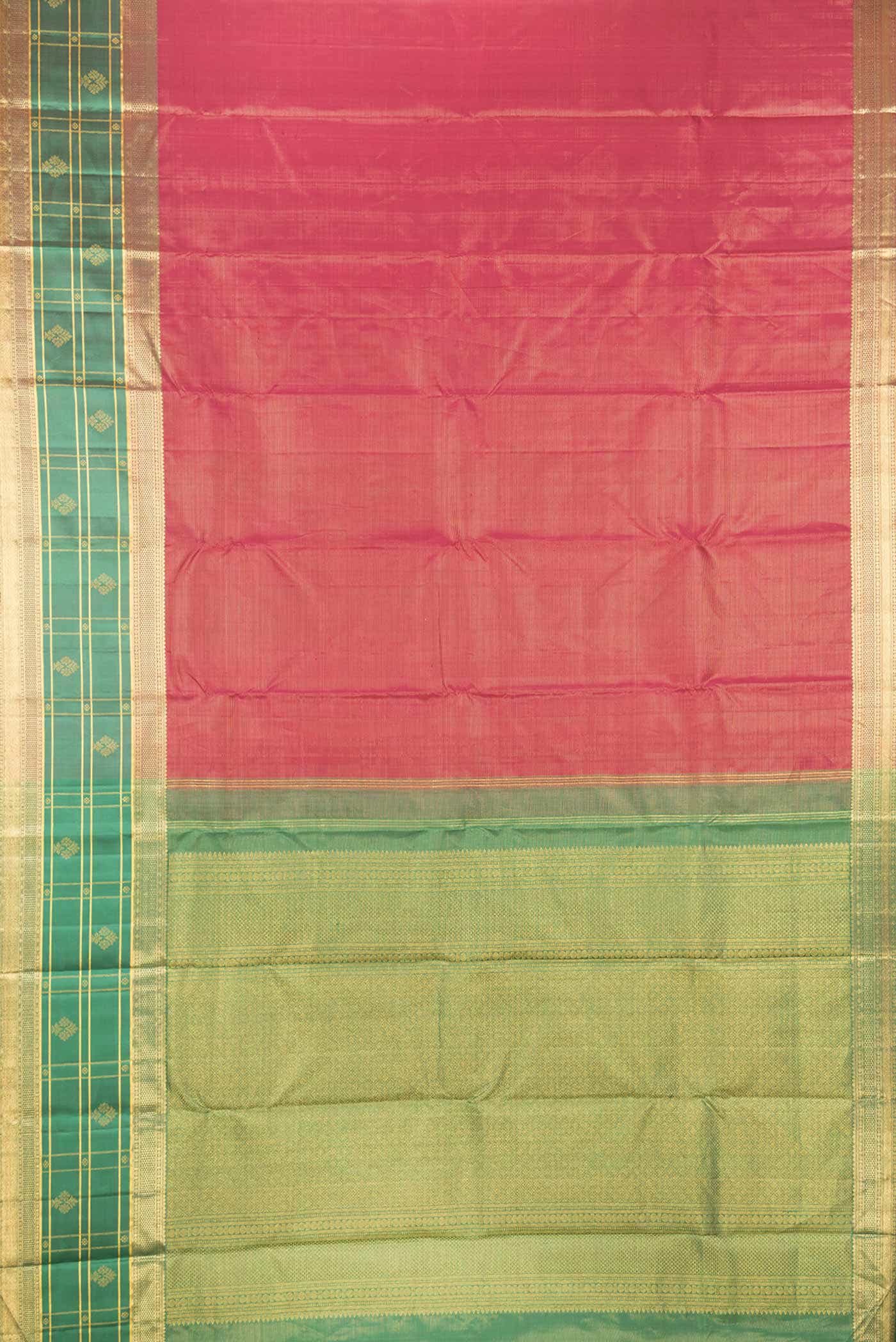 Dark Pink Dual Tone Kanjivaram Silk Saree - Image 4