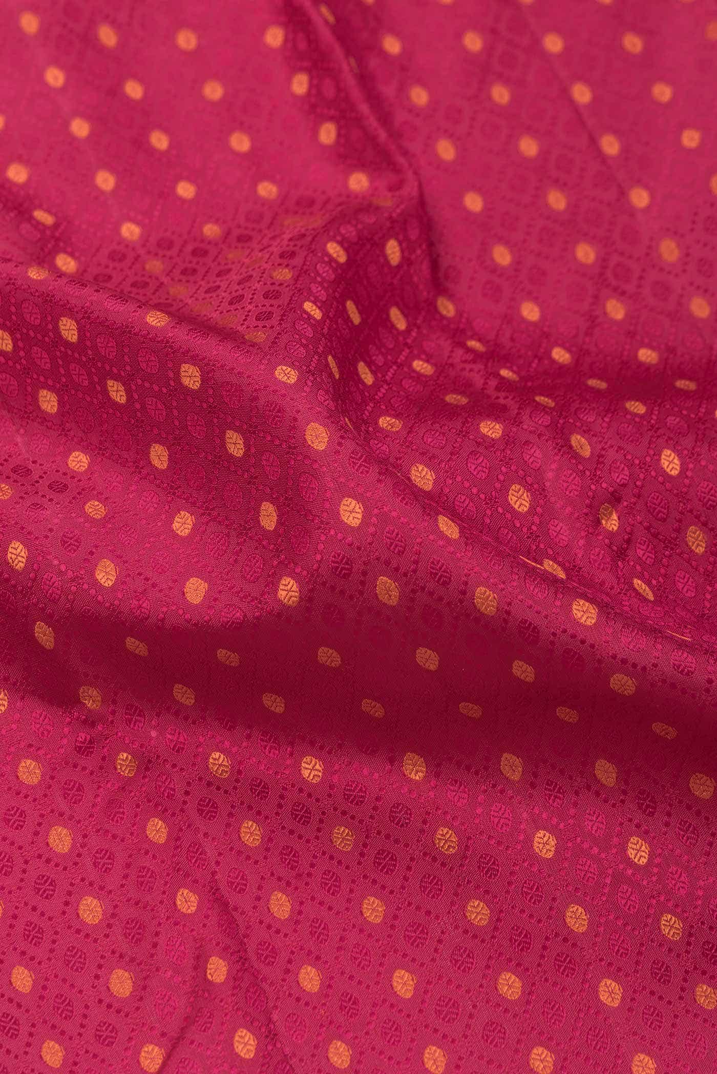 Pure Silk Pure Zari Dark Pink Dual Tone Kanchipuram Saree - Image 3