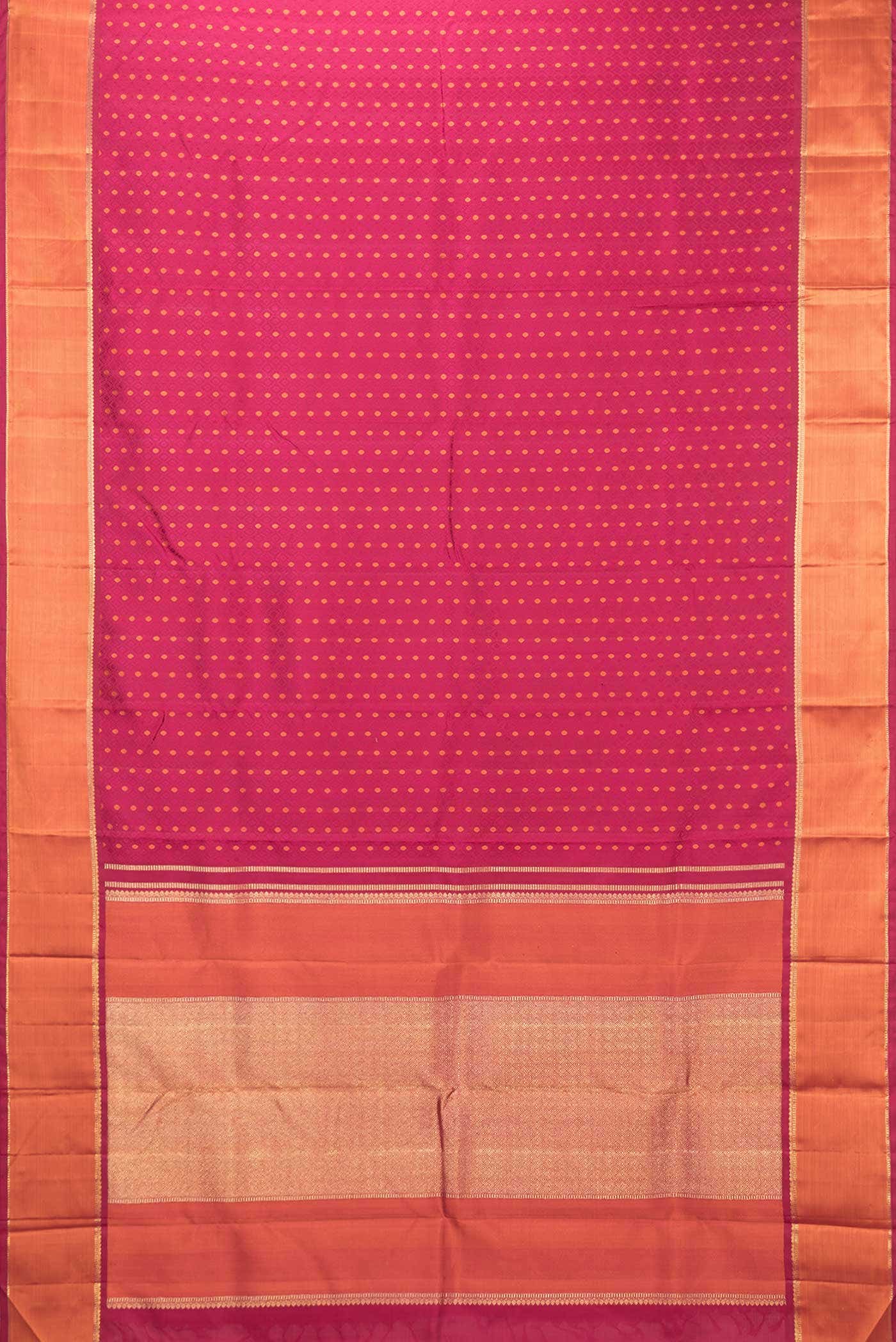 Pure Silk Pure Zari Dark Pink Dual Tone Kanchipuram Saree - Image 4