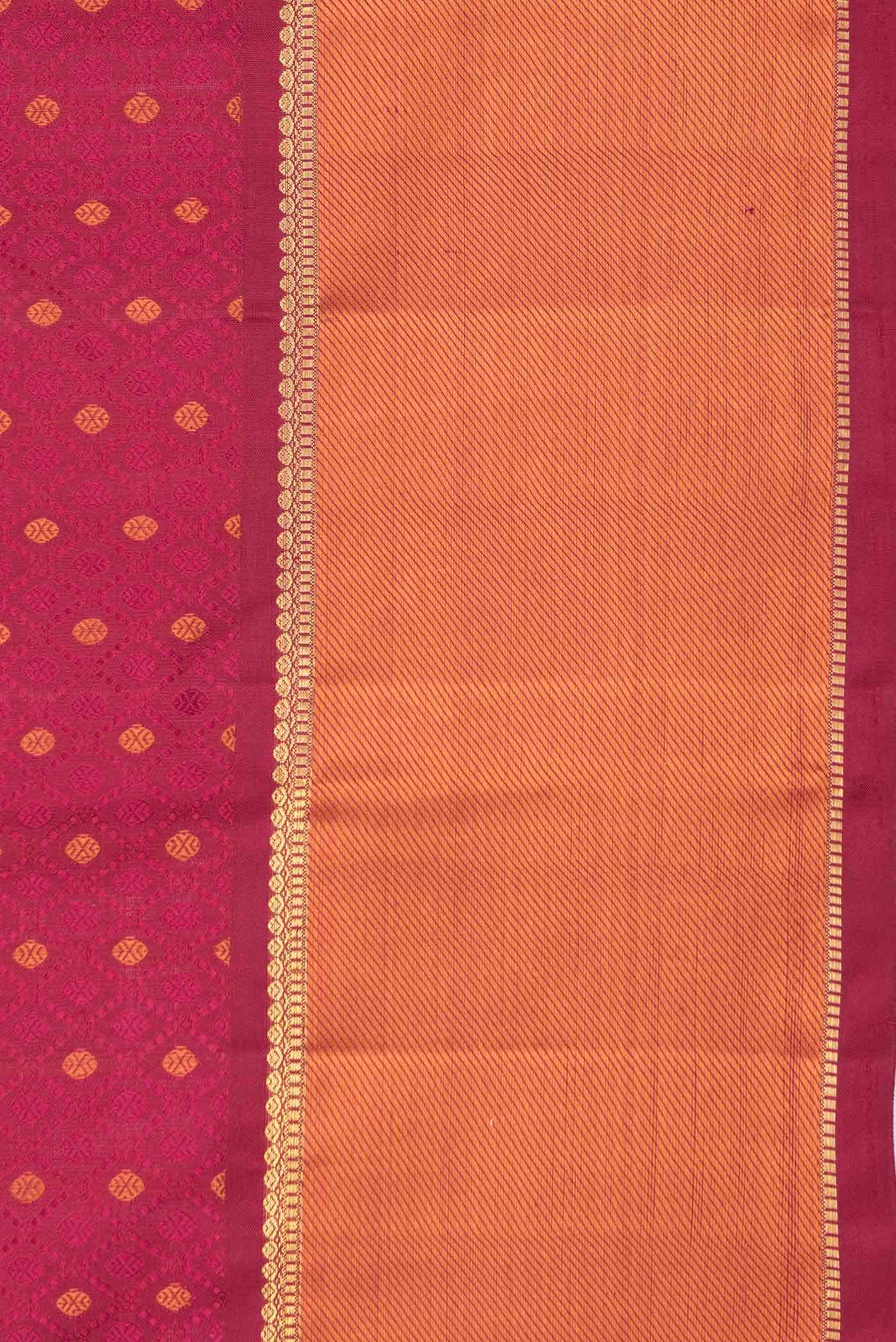 Pure Silk Pure Zari Dark Pink Dual Tone Kanchipuram Saree - Image 6