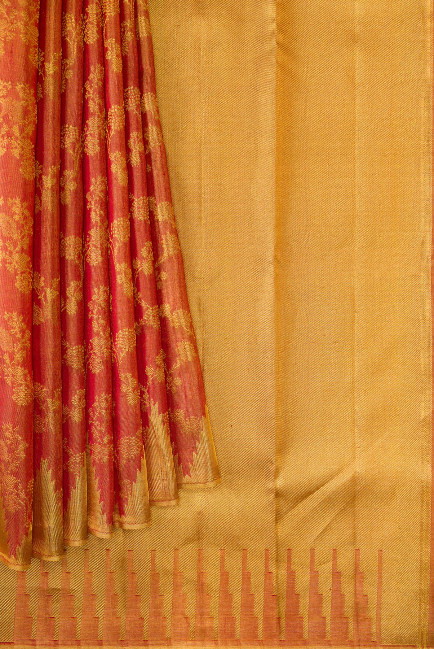 Red Dual Tone Kanchipuram Tissue Silk Saree - Image 4
