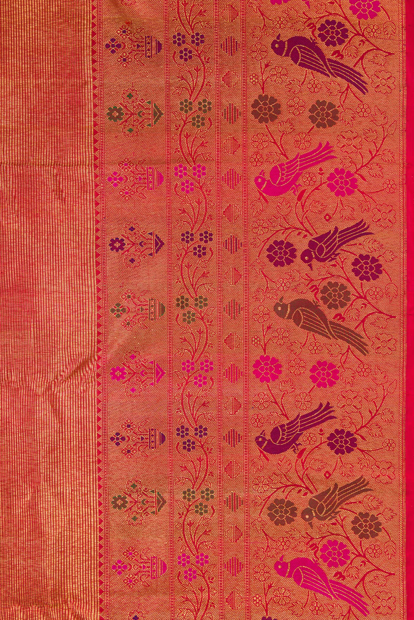 Gold with Red Color Kanjivaram Silk Saree - Image 3