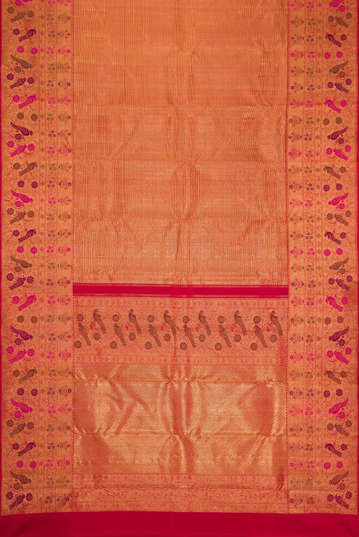 Gold with Red Color Kanjivaram Silk Saree - Image 6