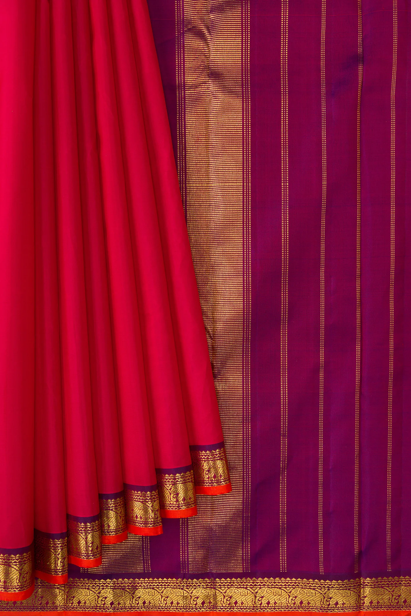 Dark Pink Kanjivaram Silk Saree - Image 4