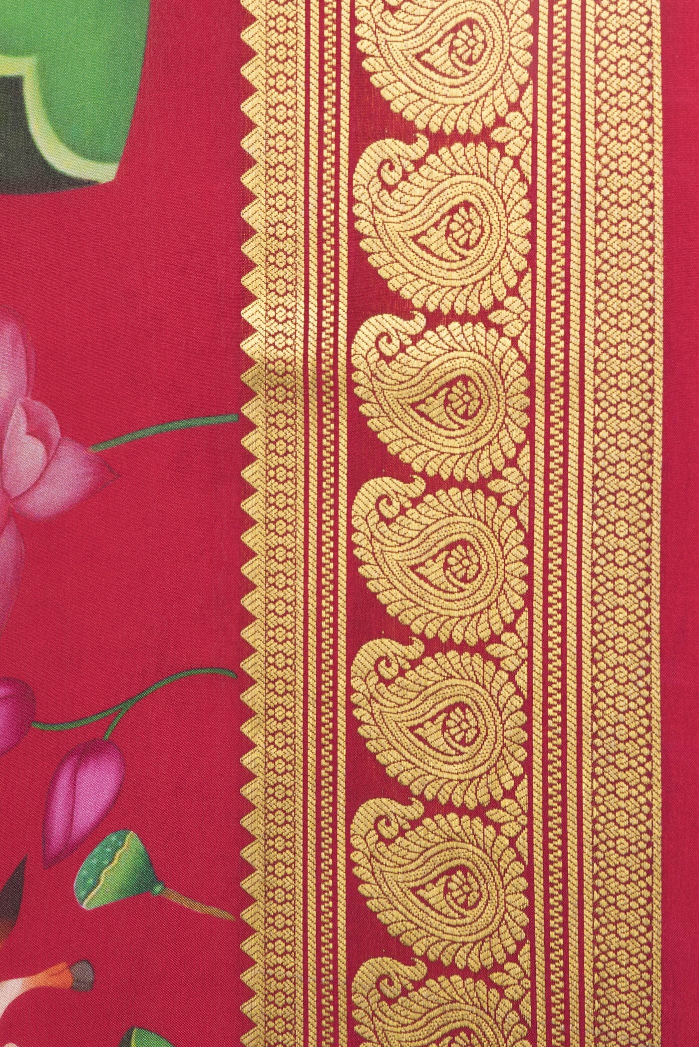 Red Mysore Crepe Saree - Image 3