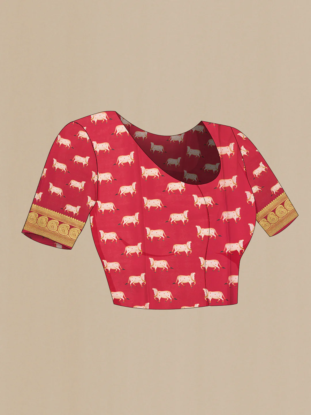 Red Mysore Crepe Saree - Image 4