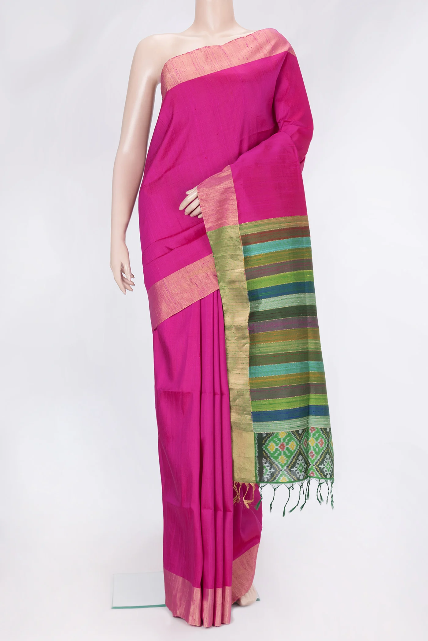 Rani Pink Raw Silk Saree