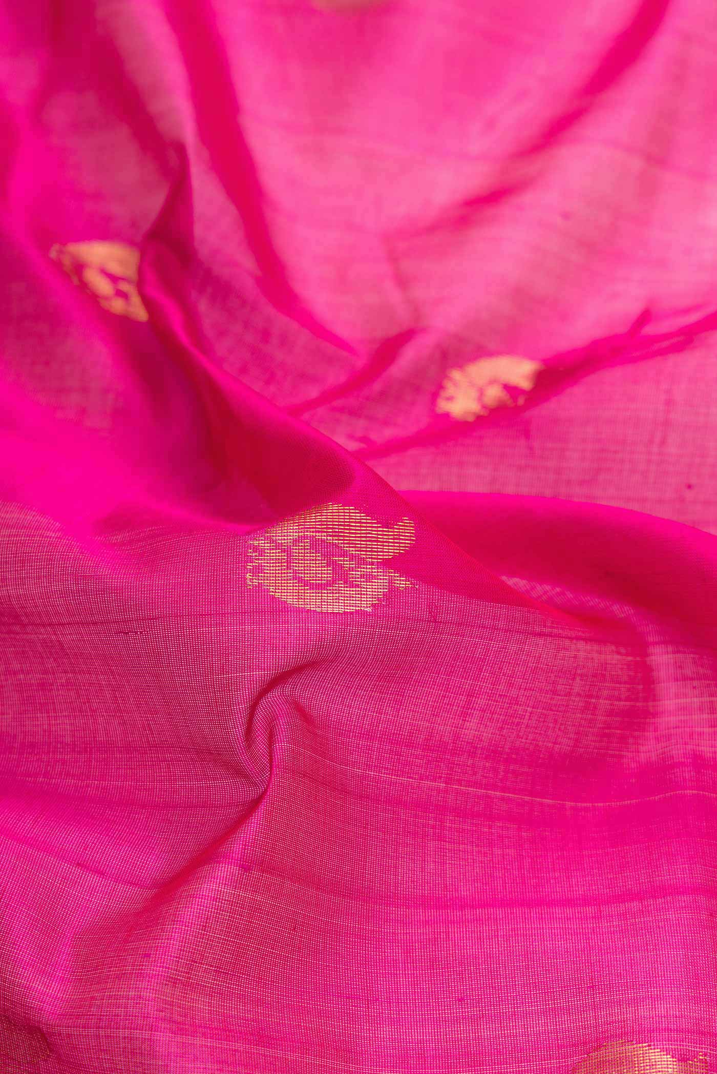 Dark Pink Dual Tone Silk Cotton Saree - Image 2