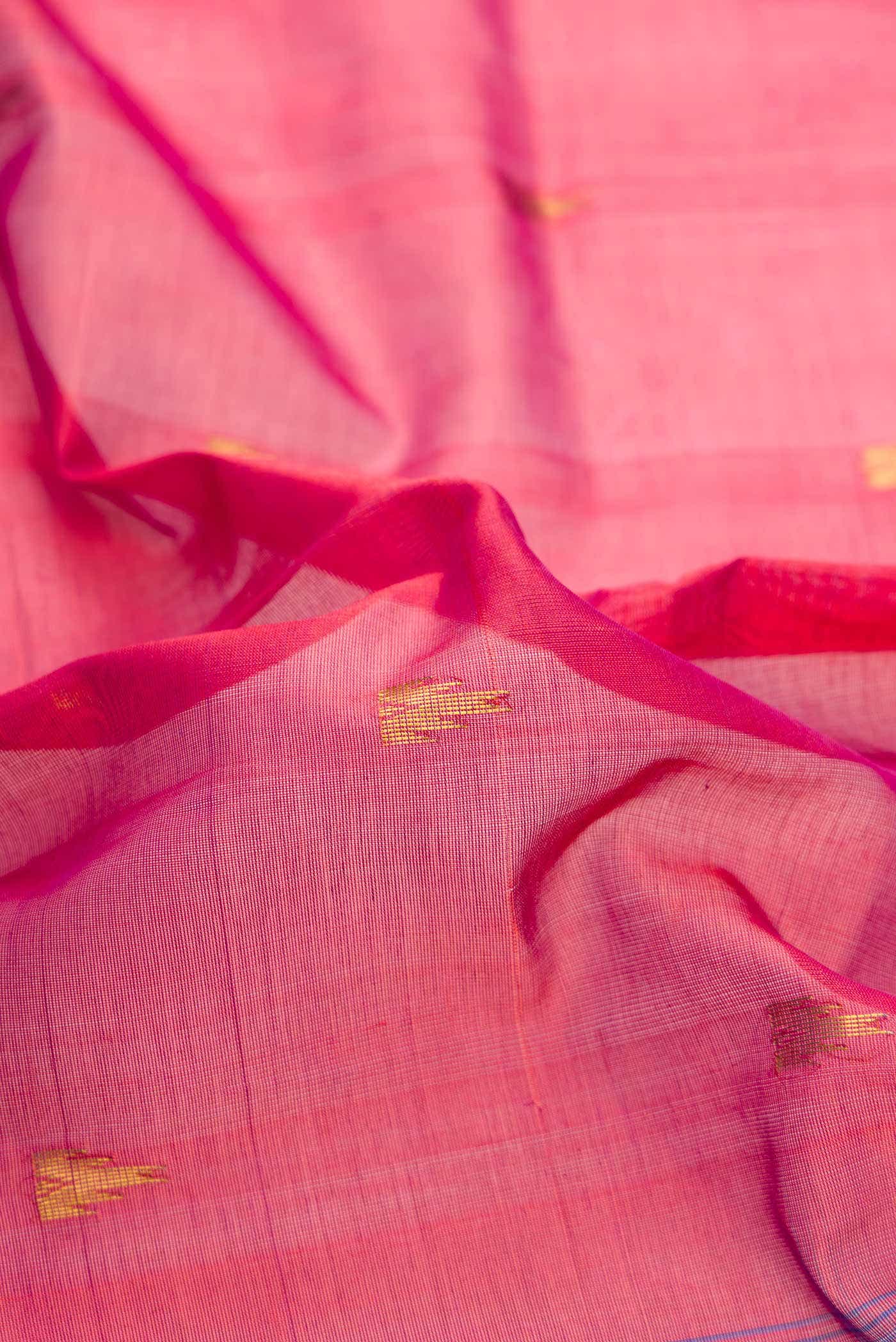 Dark Pink Dual Tone Silk Cotton Saree - Image 2