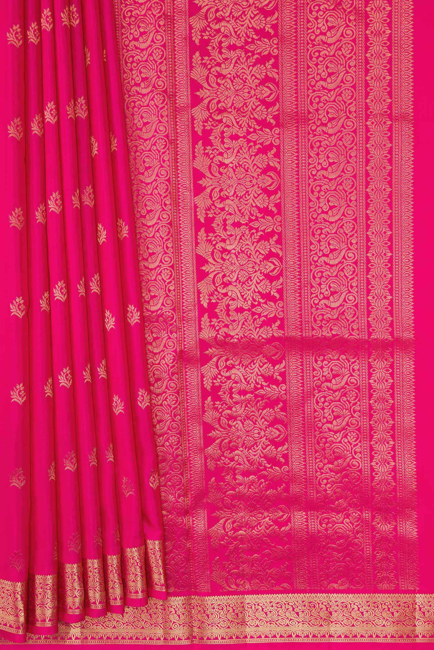 Dark Pink Dual Tone Soft Silk Saree - Image 4